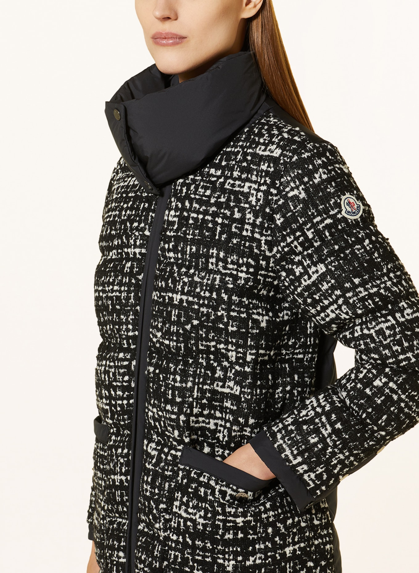 MONCLER Down coat RHONE in mixed materials, Color: WHITE/ BLACK (Image 4)