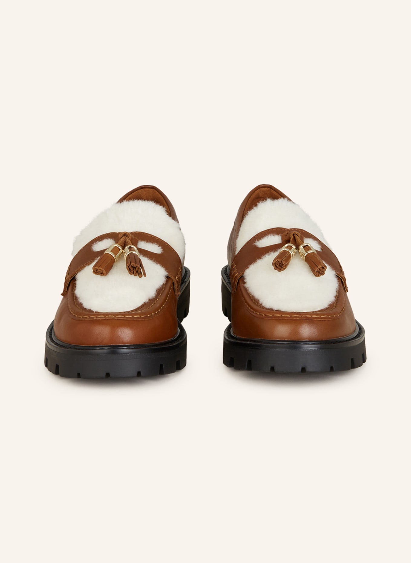 ALDO Penny loafers OLA ze sztucznym futrem, Kolor: KONIAKOWY/ ECRU (Obrazek 3)