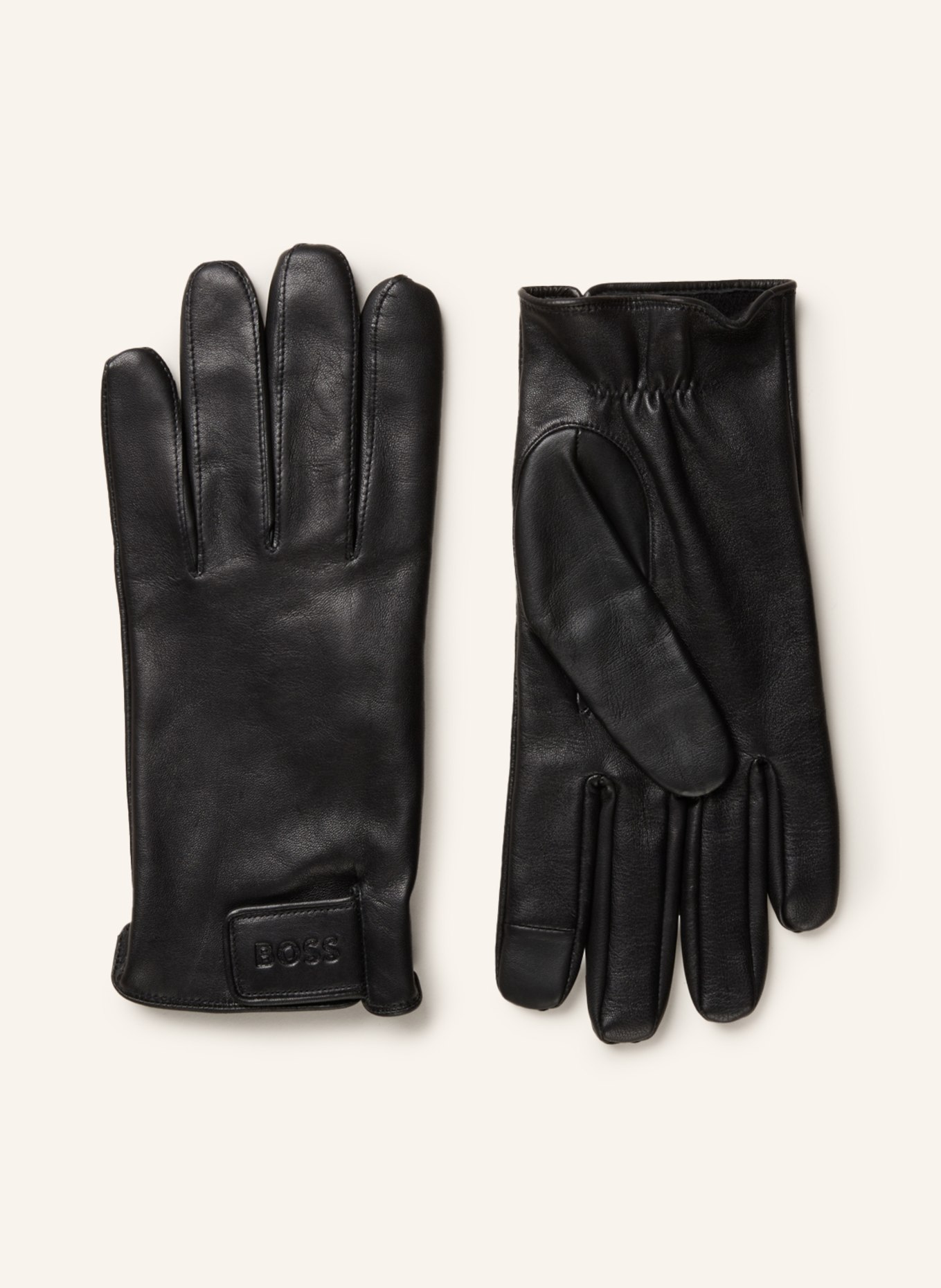 BOSS Leather gloves HELKOP, Color: BLACK (Image 1)