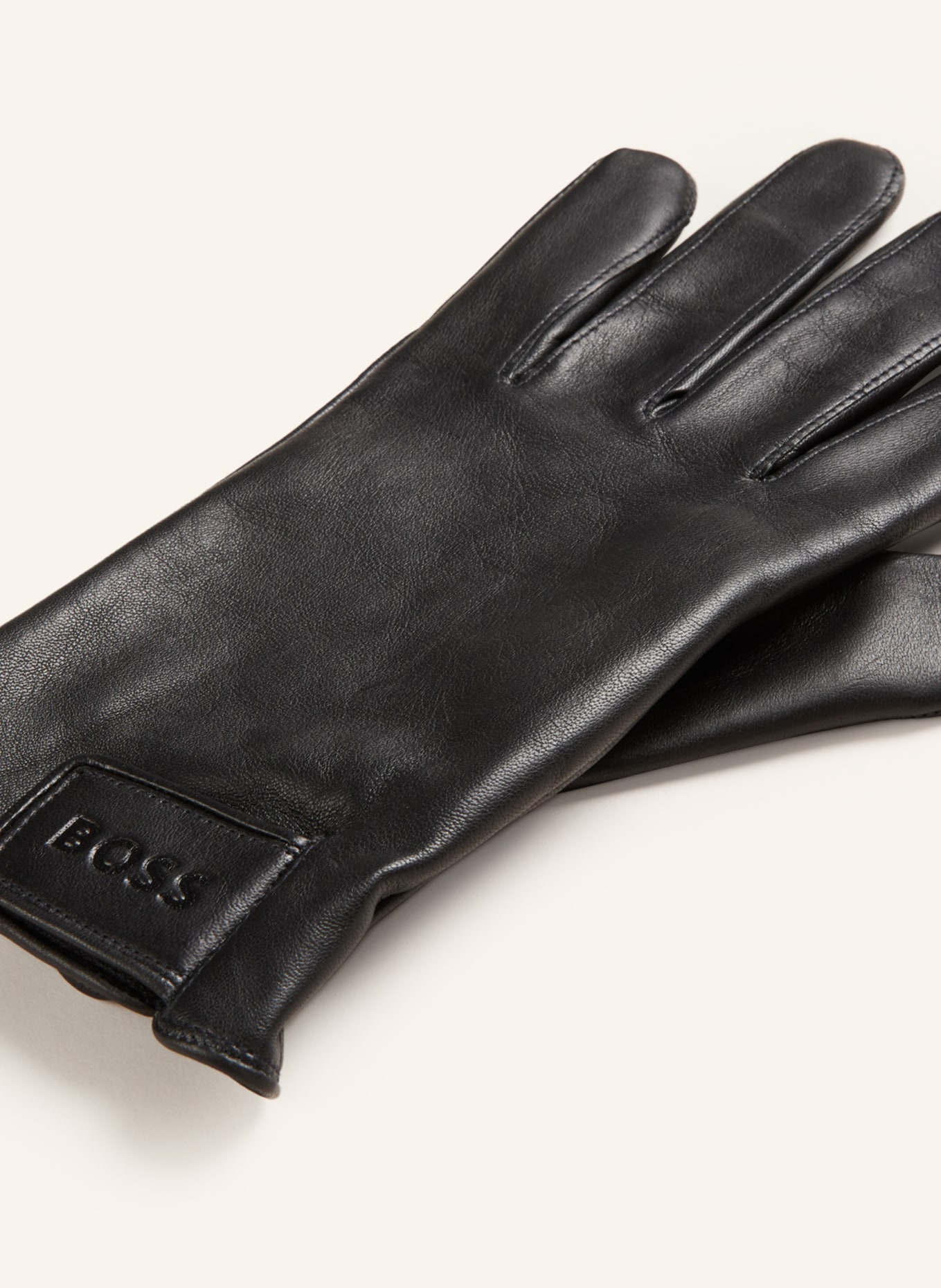 BOSS Leather gloves HELKOP in black