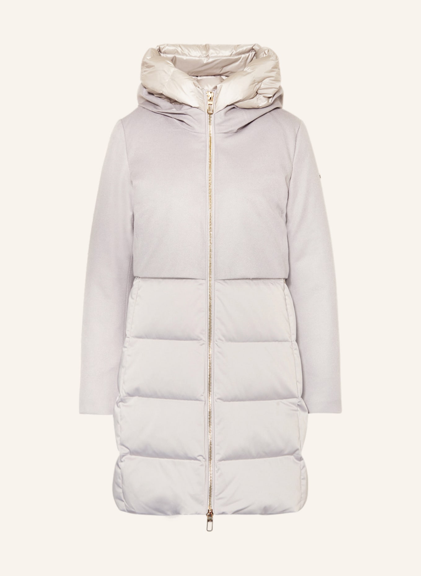 DUNO Down coat in mixed materials, Color: LIGHT GRAY (Image 1)