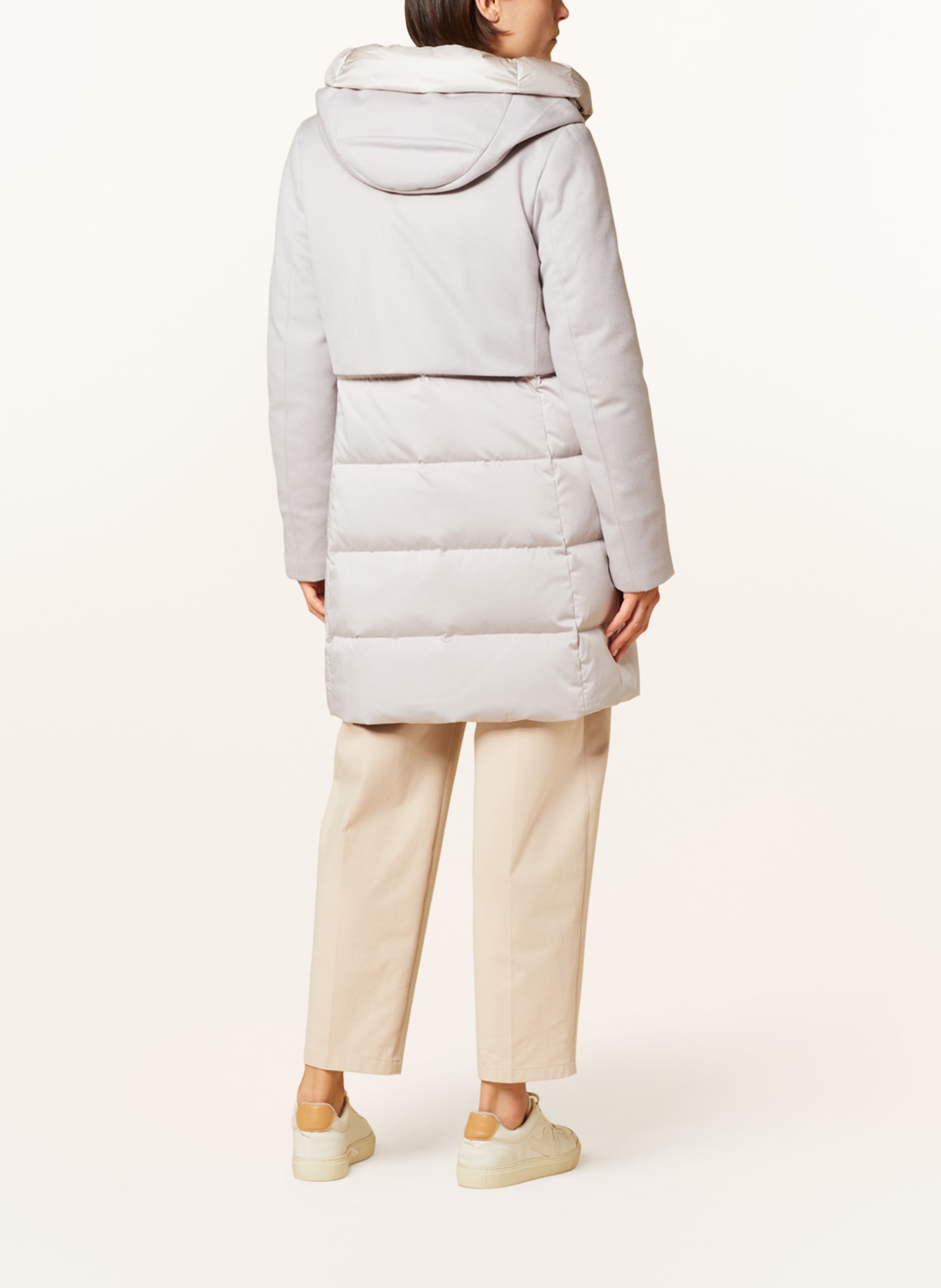 DUNO Down coat in mixed materials, Color: LIGHT GRAY (Image 3)