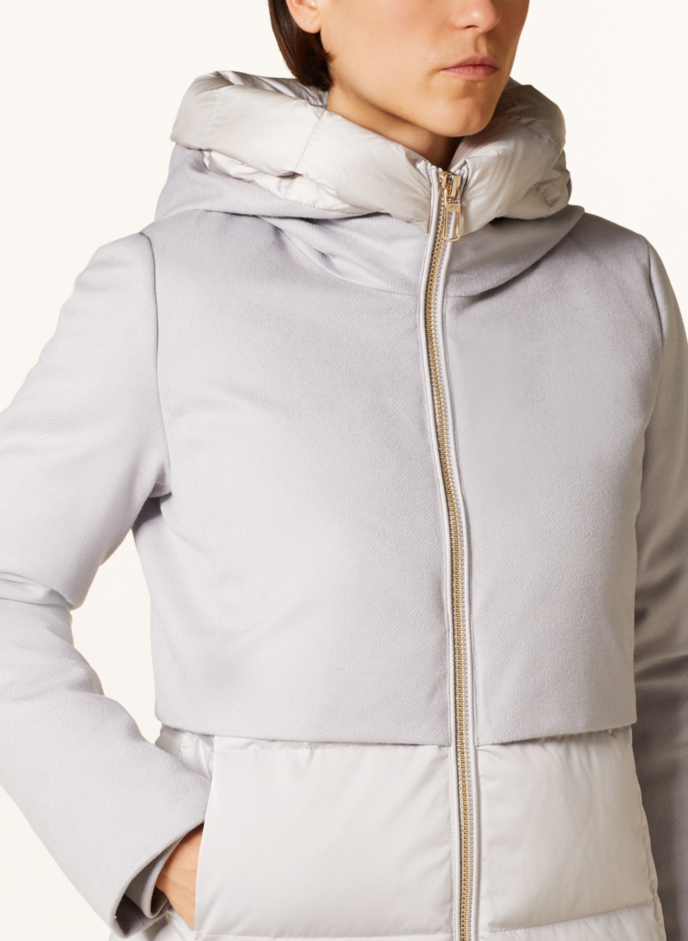 DUNO Down coat in mixed materials, Color: LIGHT GRAY (Image 5)