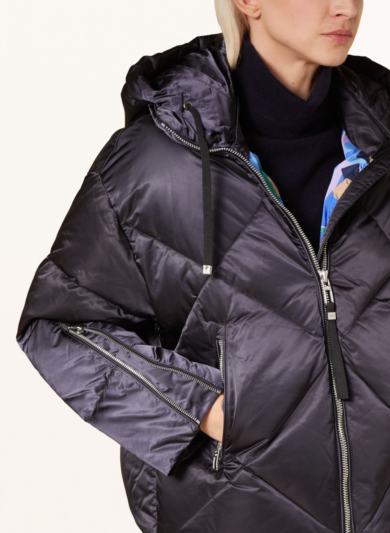 DUNO Down jacket AIRA with detachable hood, Color: DARK BLUE (Image 5)