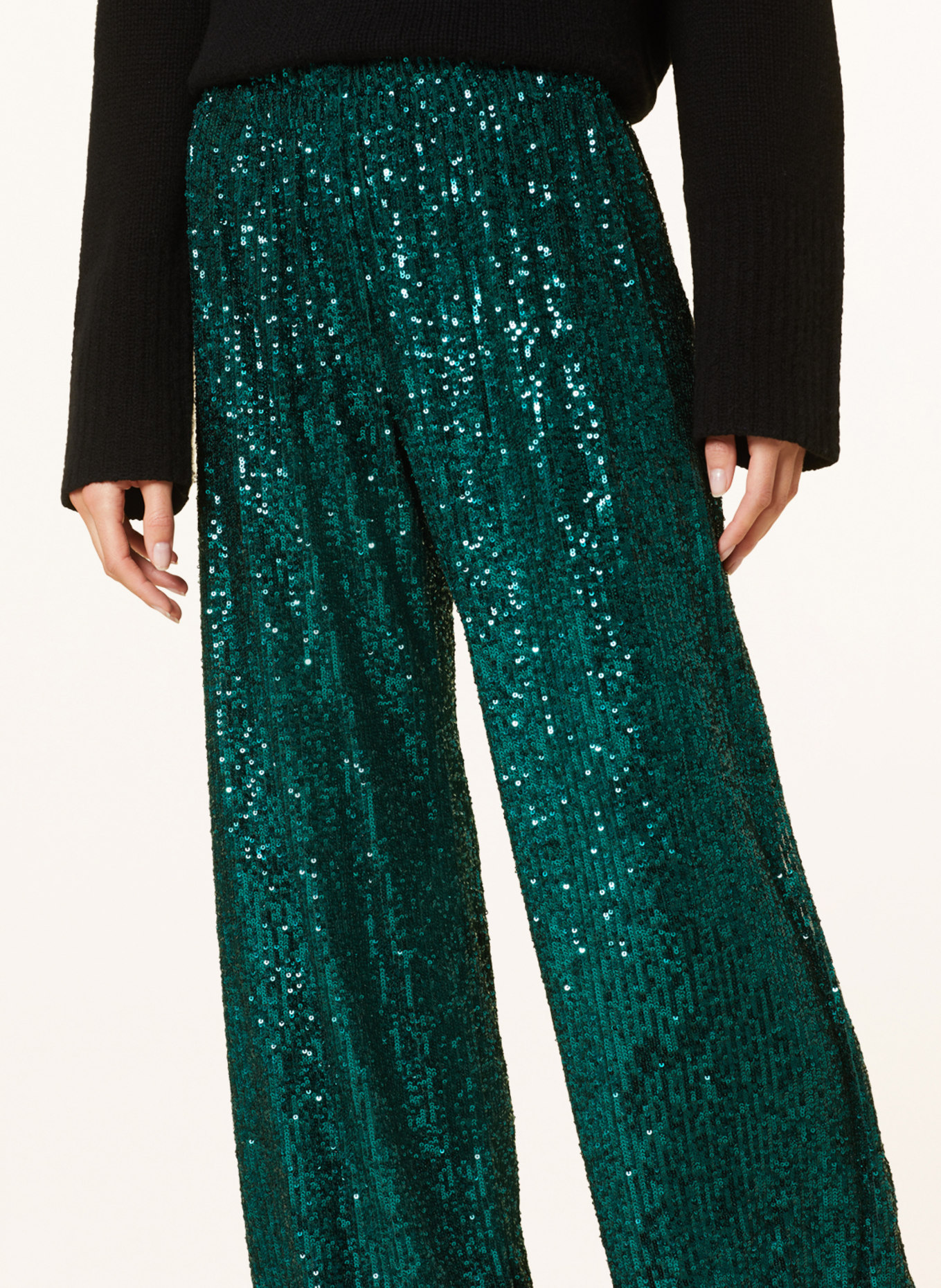 SEDUCTIVE Wide leg trousers IRIS with sequins, Color: DARK GREEN (Image 5)