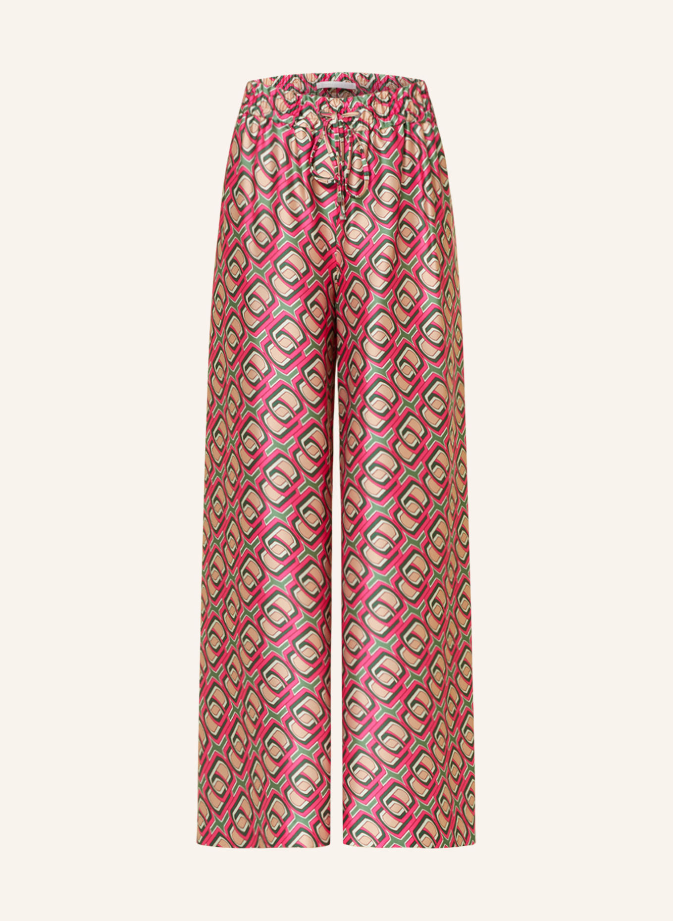 RAFFAELLO ROSSI Satin trousers HELENA, Color: PINK/ GREEN/ BEIGE (Image 1)