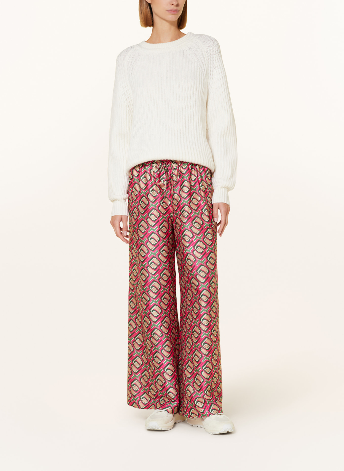 RAFFAELLO ROSSI Satin trousers HELENA, Color: PINK/ GREEN/ BEIGE (Image 2)