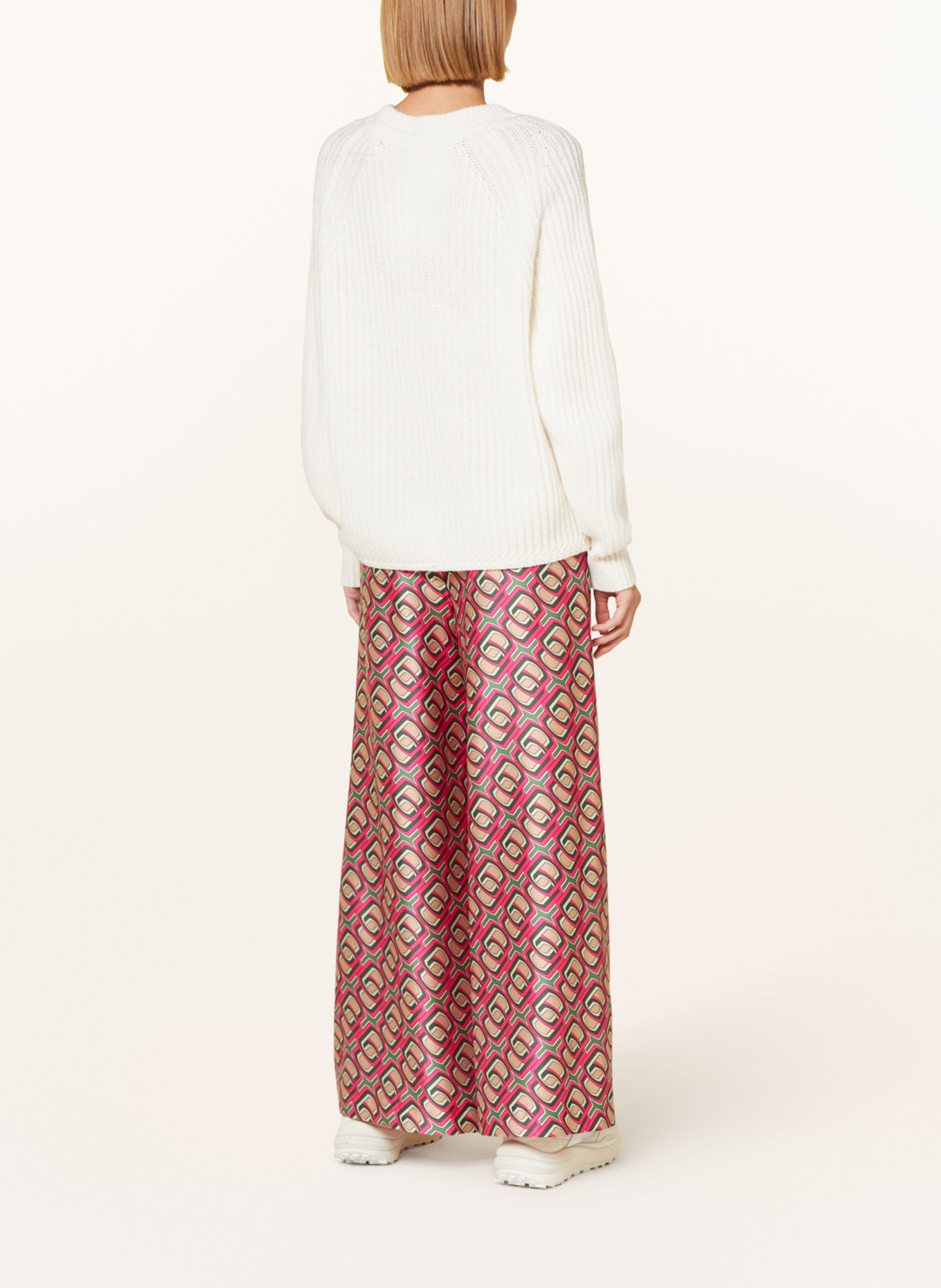 RAFFAELLO ROSSI Satin trousers HELENA, Color: PINK/ GREEN/ BEIGE (Image 3)