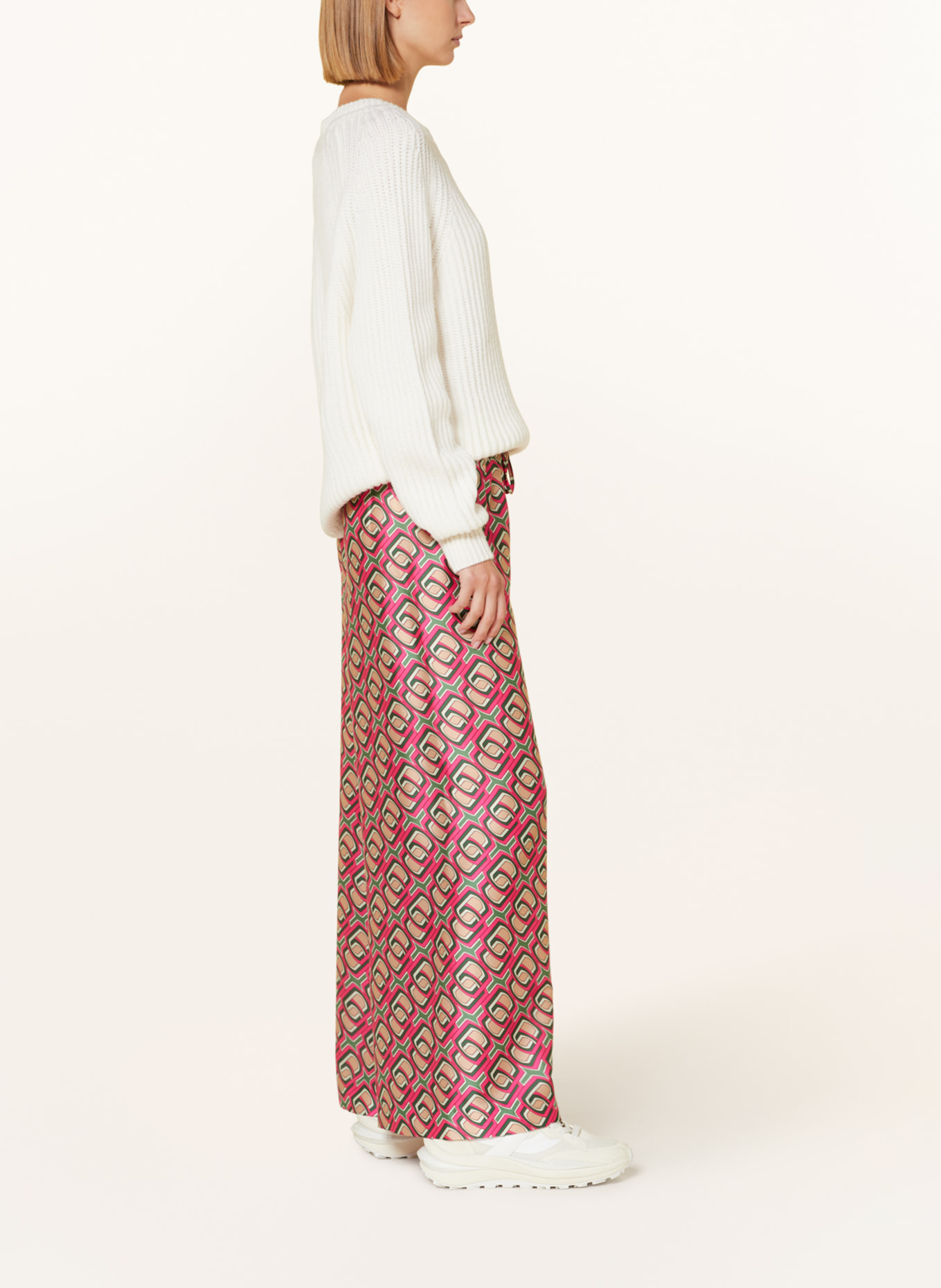 RAFFAELLO ROSSI Satin trousers HELENA, Color: PINK/ GREEN/ BEIGE (Image 4)