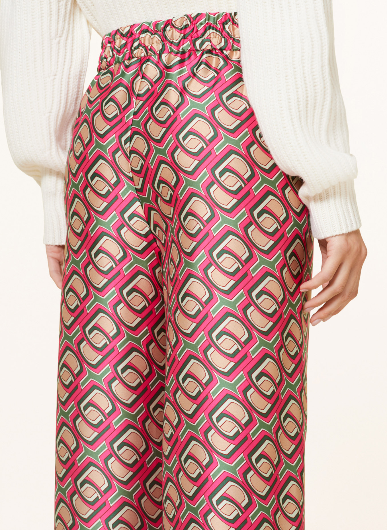 RAFFAELLO ROSSI Satin trousers HELENA, Color: PINK/ GREEN/ BEIGE (Image 5)