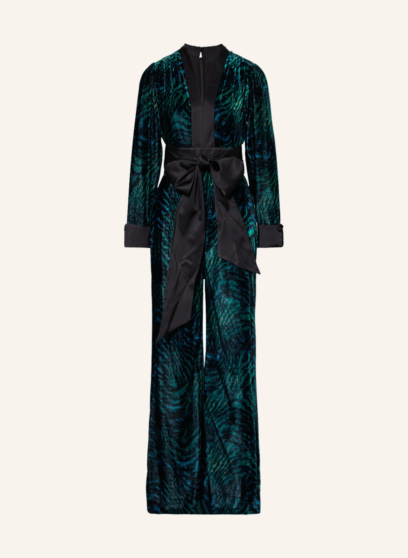 DIANE VON FURSTENBERG Velvet jumpsuit VEGAS, Color: TEAL/ BLACK/ BLUE (Image 1)