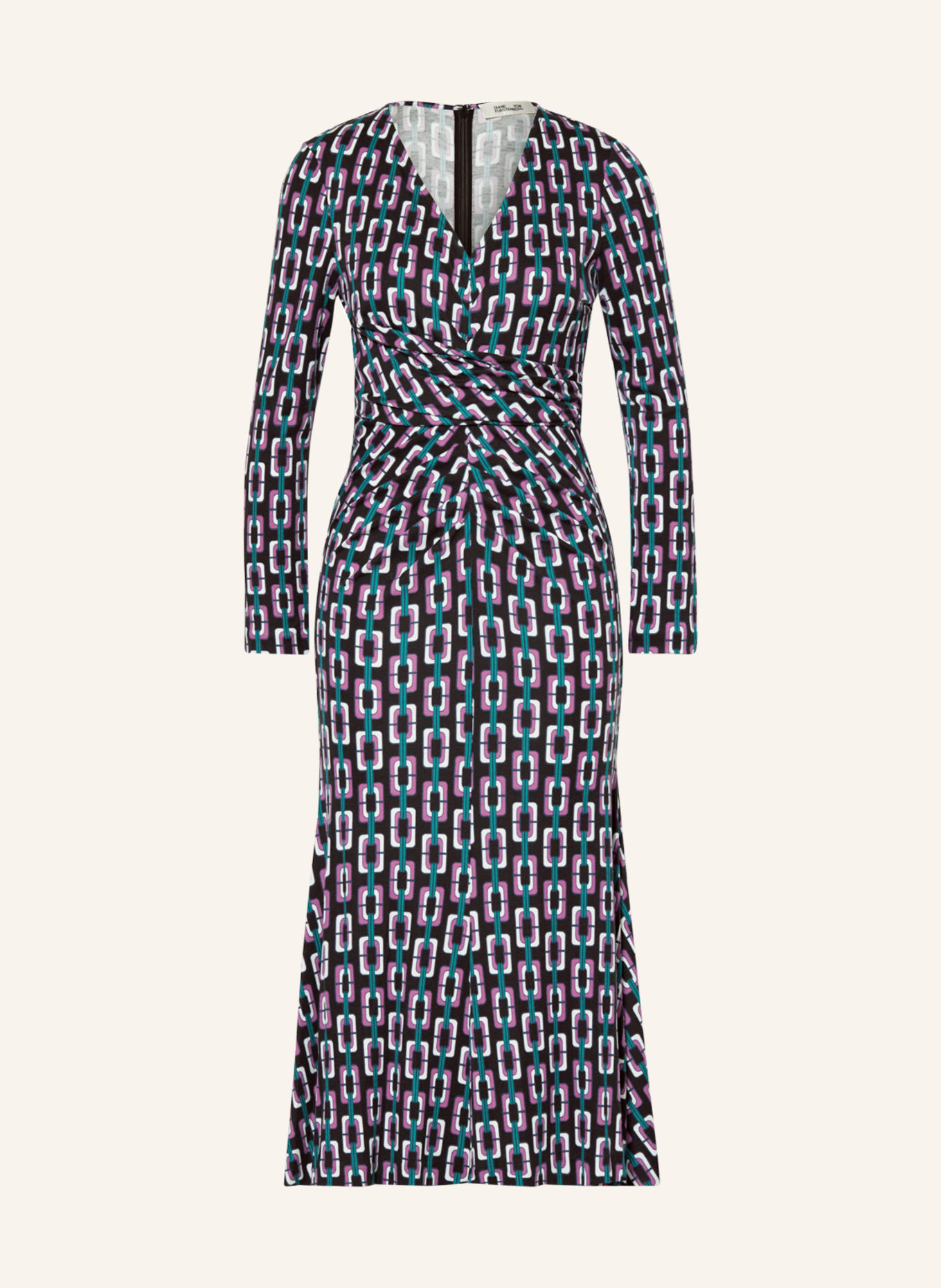 DIANE VON FURSTENBERG Sukienka z dżerseju NEW TIMMY, Kolor: CZARNY/ MOCNORÓŻOWY/ PETROL (Obrazek 1)