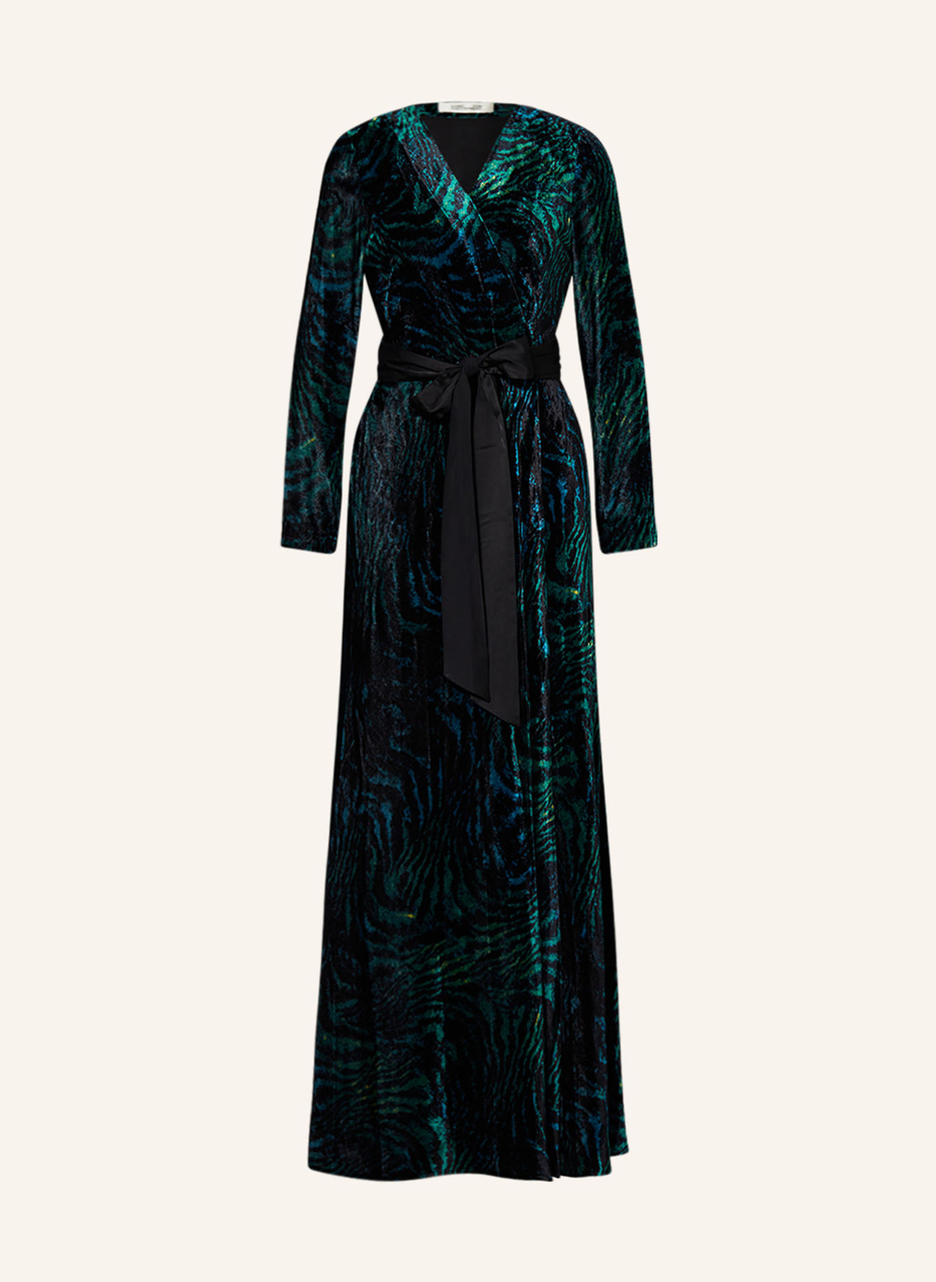 DIANE VON FURSTENBERG Sukienka kopertowa JARETH z aksamitu, Kolor: PETROL/ CZARNY/ NIEBIESKI (Obrazek 1)