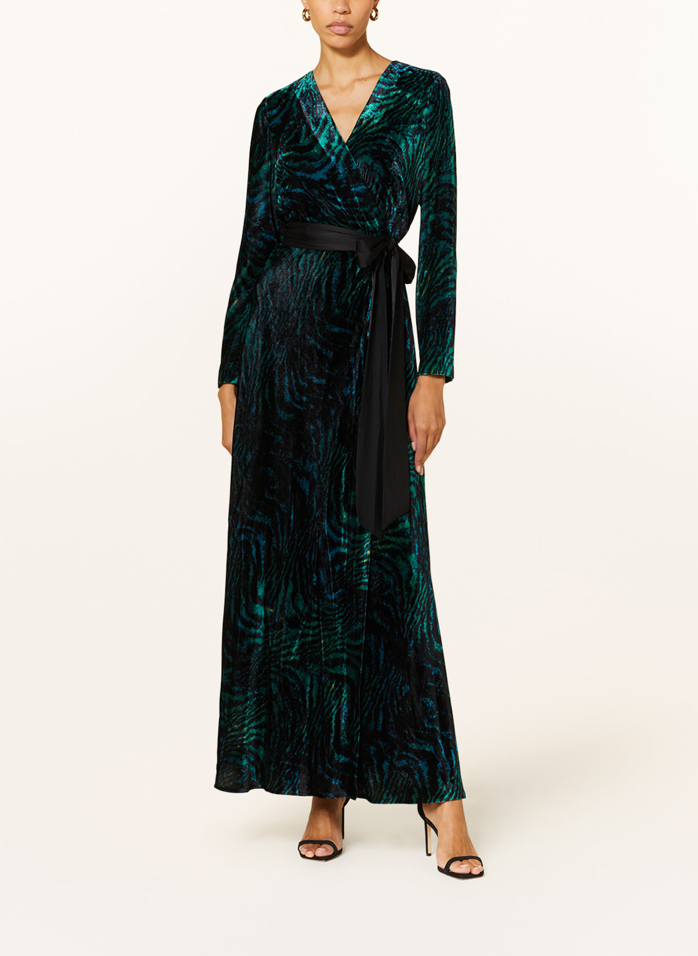 DIANE VON FURSTENBERG Wrap dress JARETH in velvet, Color: TEAL/ BLACK/ BLUE (Image 2)