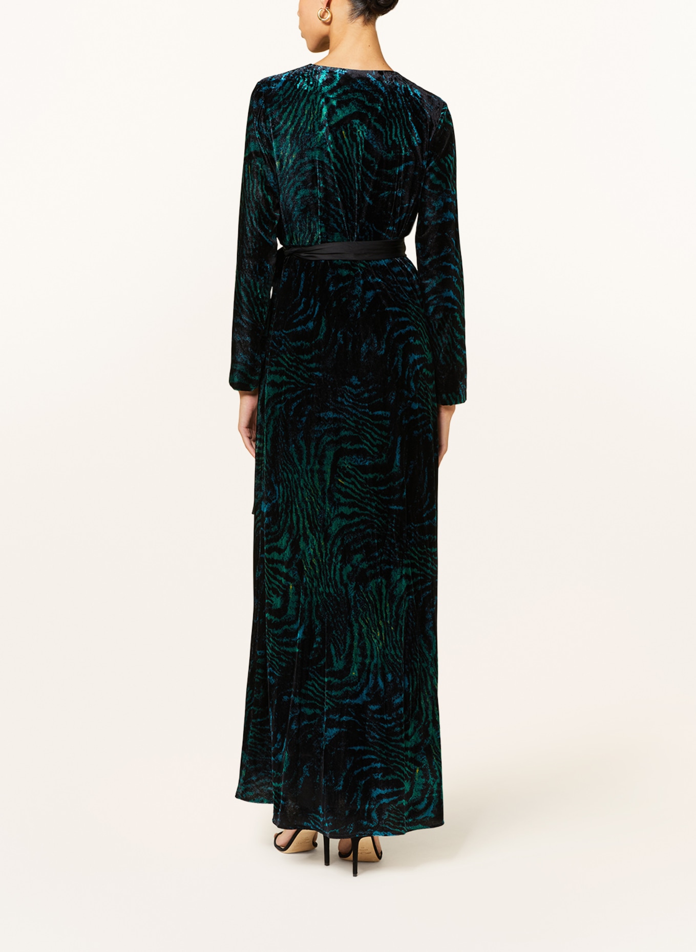 DIANE VON FURSTENBERG Wrap dress JARETH in velvet, Color: TEAL/ BLACK/ BLUE (Image 3)