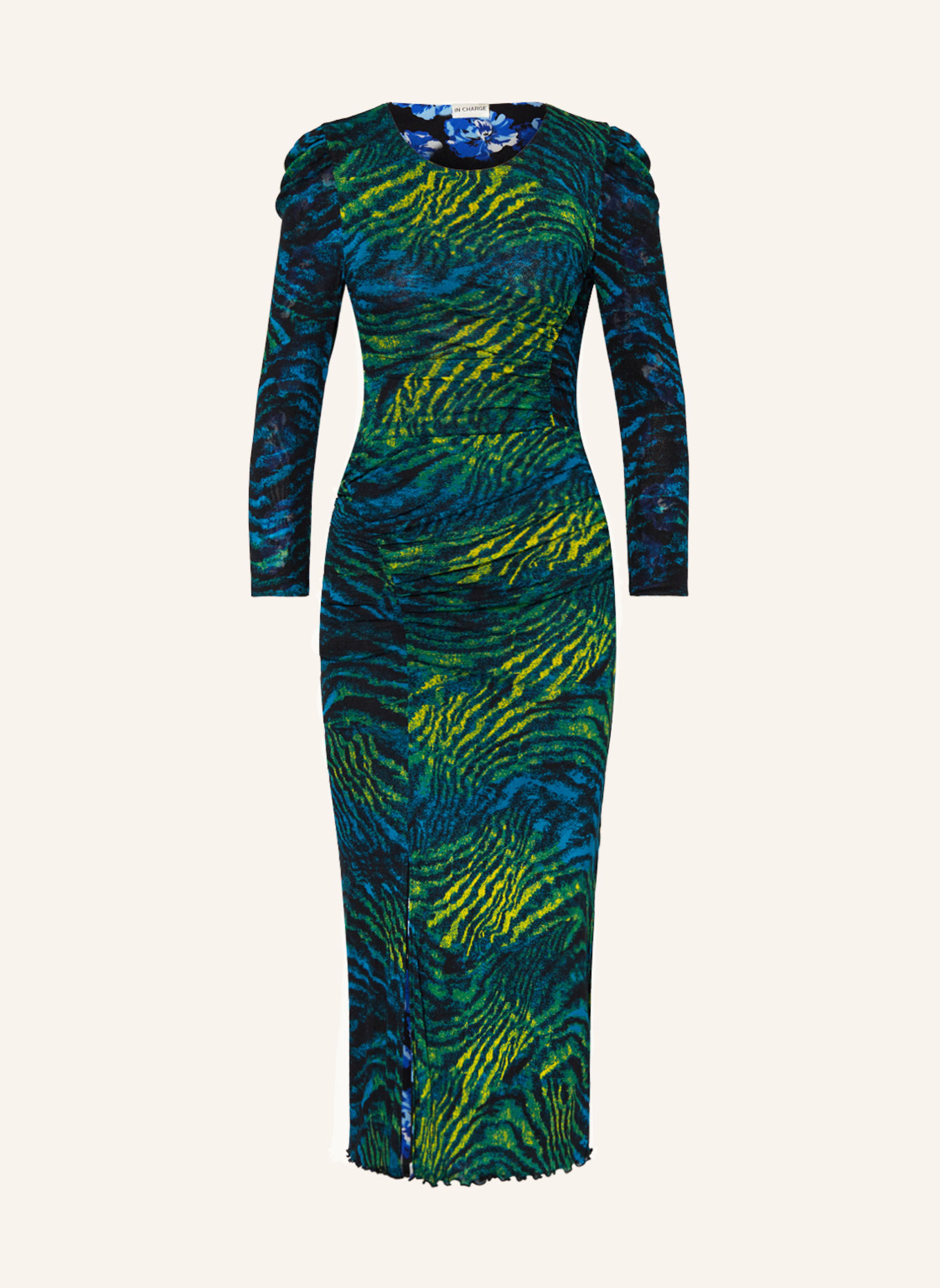 DIANE VON FURSTENBERG Reversible dress PRIYANKA in mesh, Color: TEAL/ BLACK/ YELLOW (Image 1)