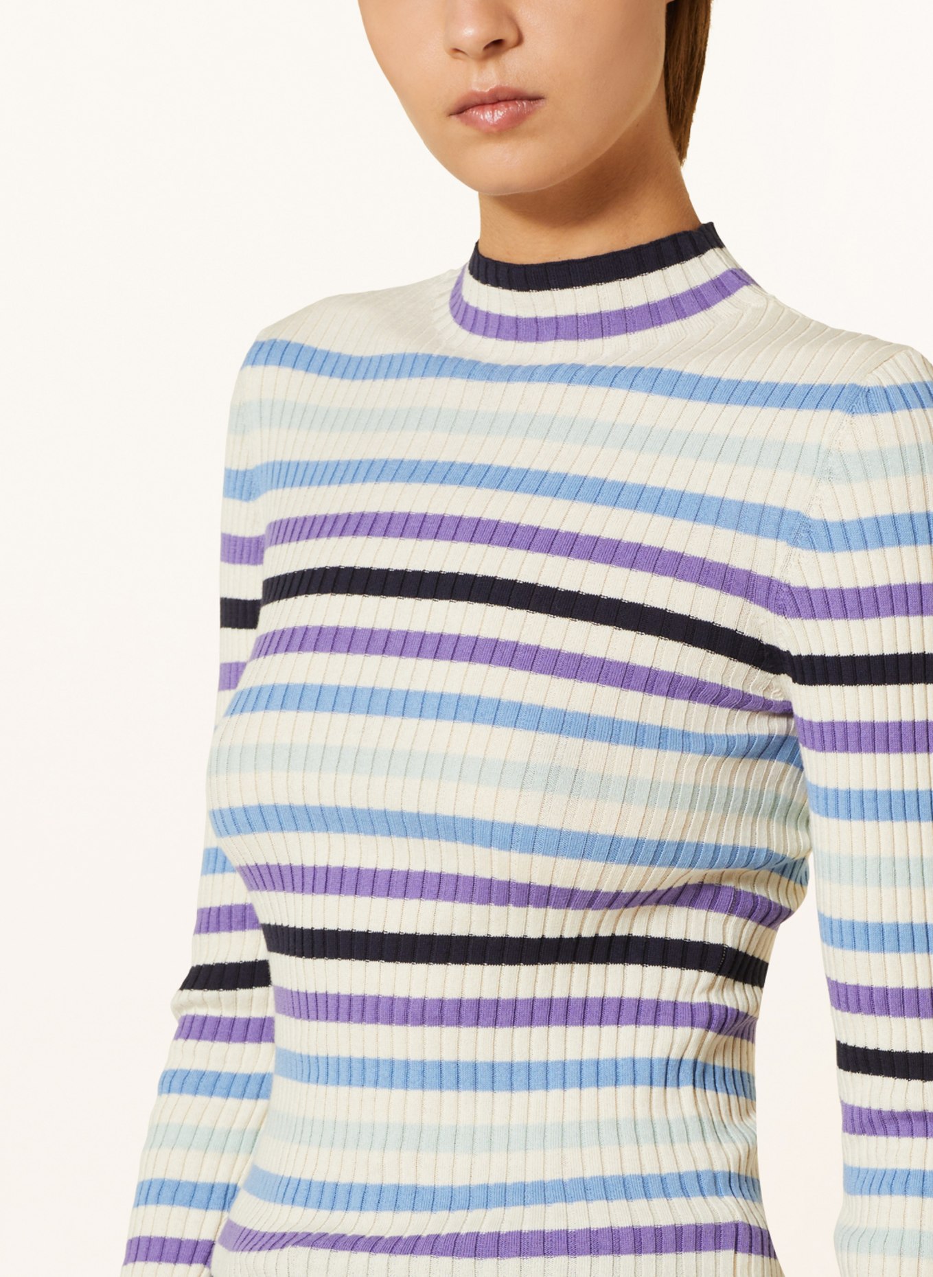 ARMEDANGELS Sweater ALAANIA, Color: WHITE/ LIGHT BLUE/ LIGHT PURPLE (Image 4)