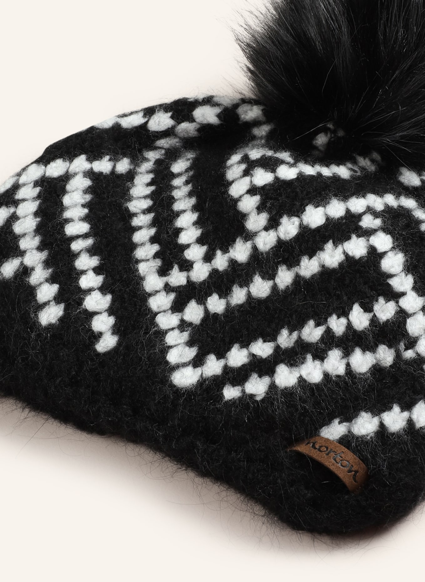 norton Beanie with faux fur, Color: BLACK/ WHITE (Image 2)