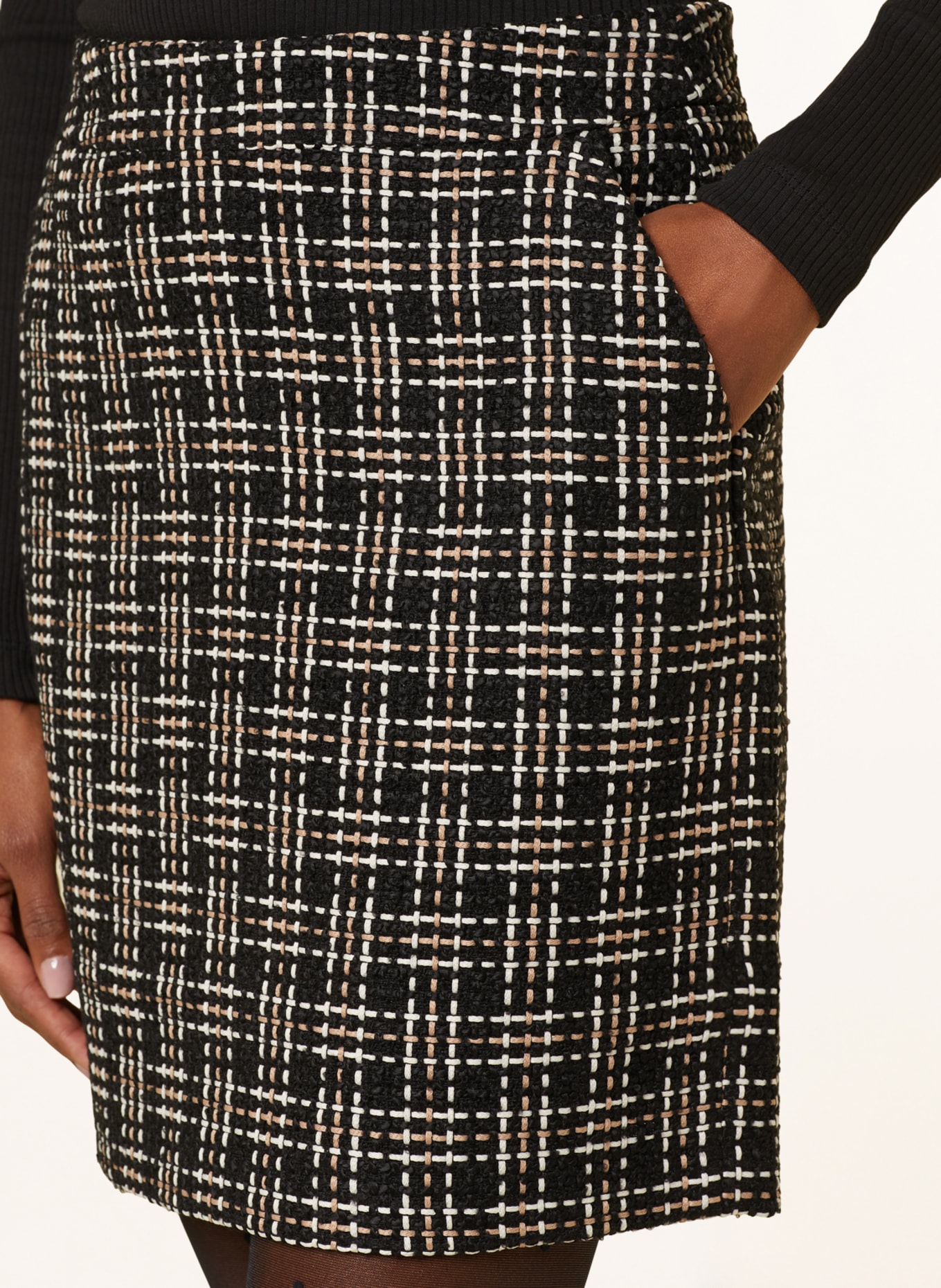 comma Tweed skirt, Color: DARK GRAY/ BLACK/ BEIGE (Image 4)