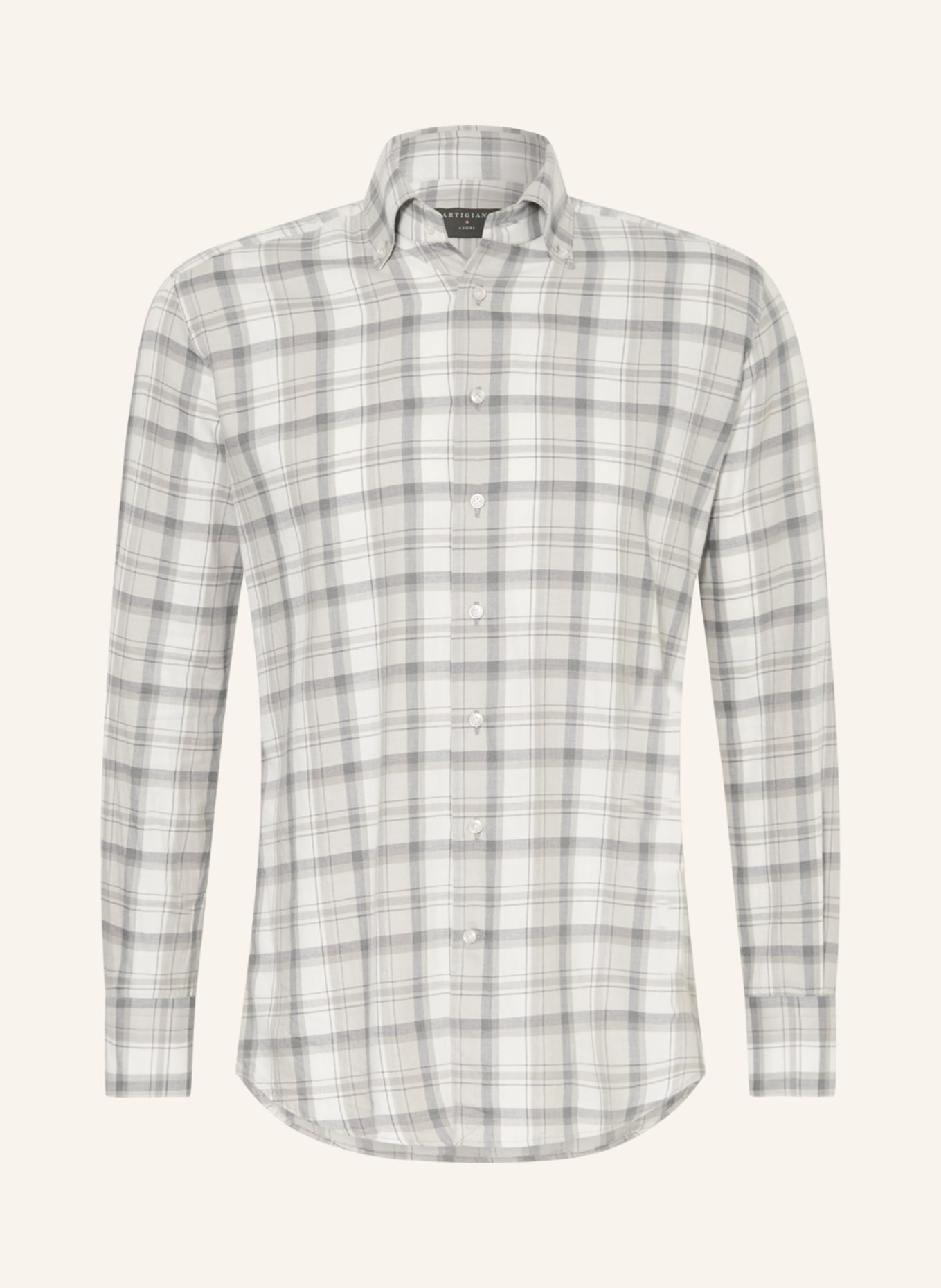 ARTIGIANO Flannel shirt classic fit, Color: WHITE/ LIGHT GRAY/ GRAY (Image 1)