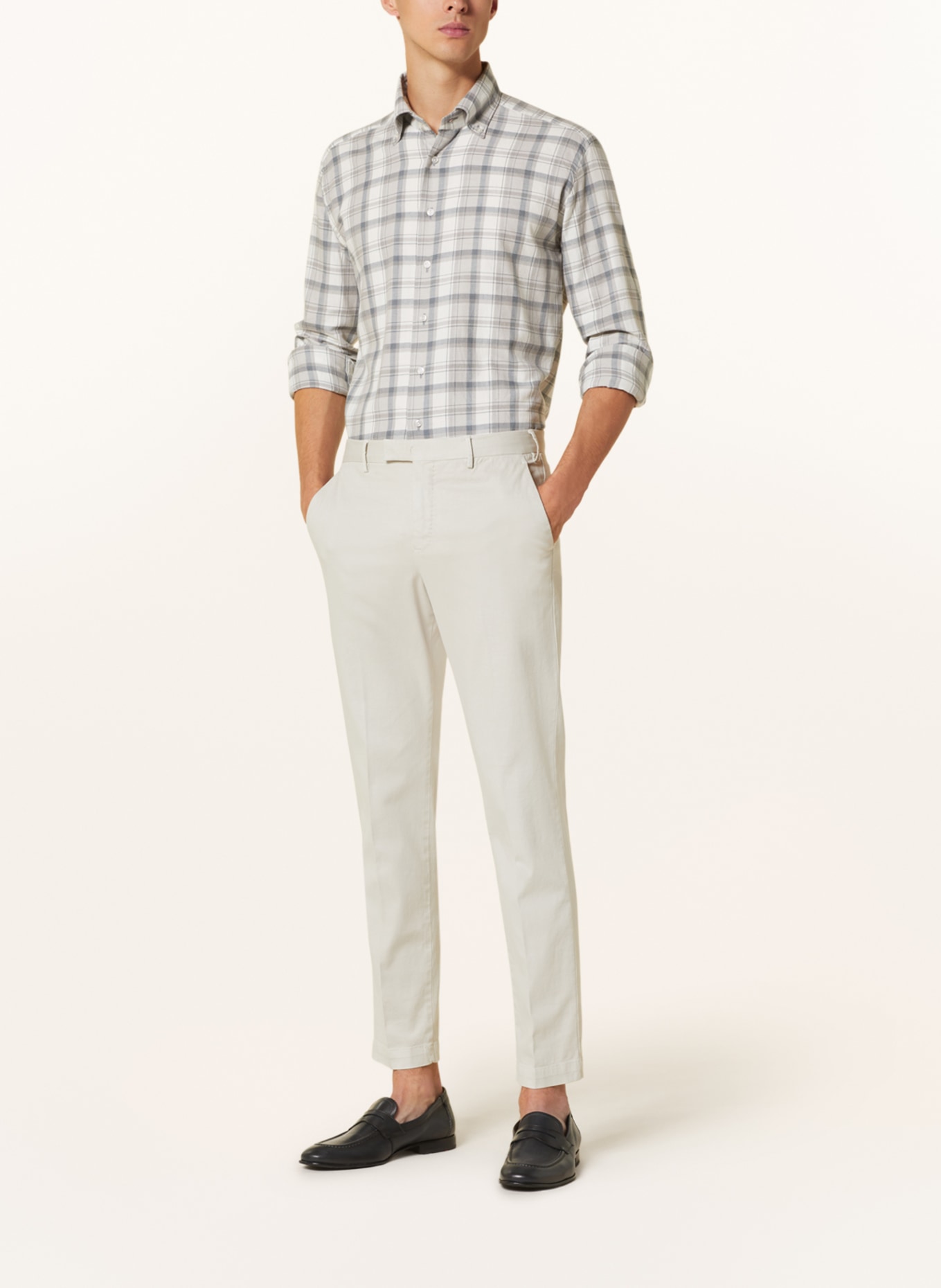 ARTIGIANO Flannel shirt classic fit, Color: WHITE/ LIGHT GRAY/ GRAY (Image 2)