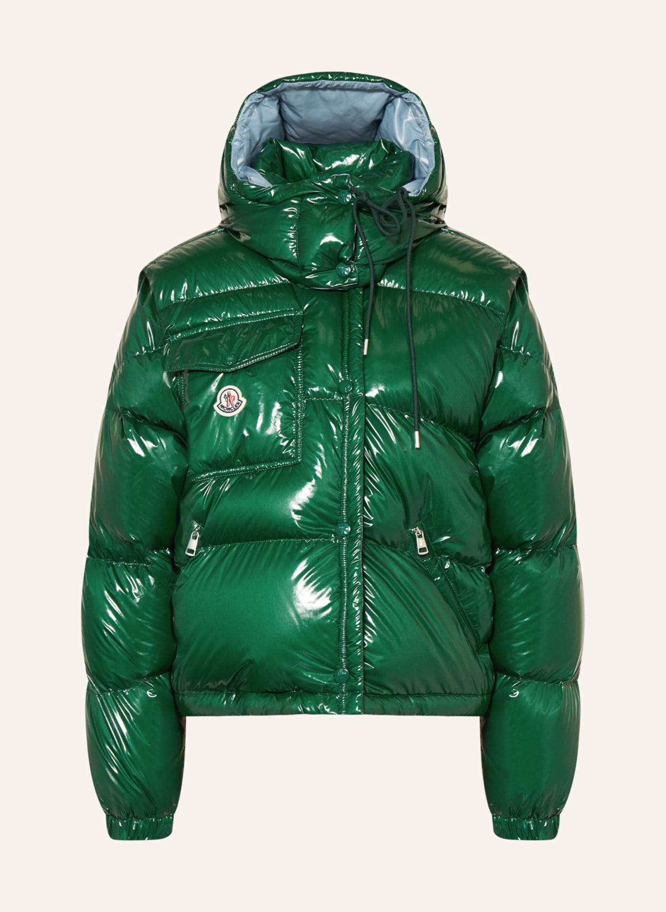 MONCLER Daunenjacke KARAKORUM RIPSTOP mit abnehmbaren Ärmeln und Kapuze: GRÜN
