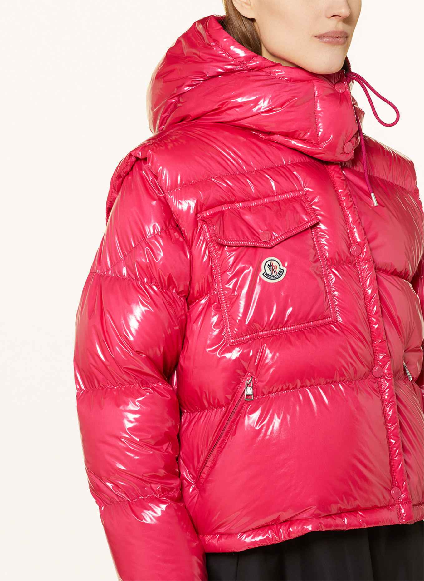 MONCLER Daunenjacke KARAKORUM RIPSTOP mit abnehmbaren Ärmeln und Kapuze: PINK
