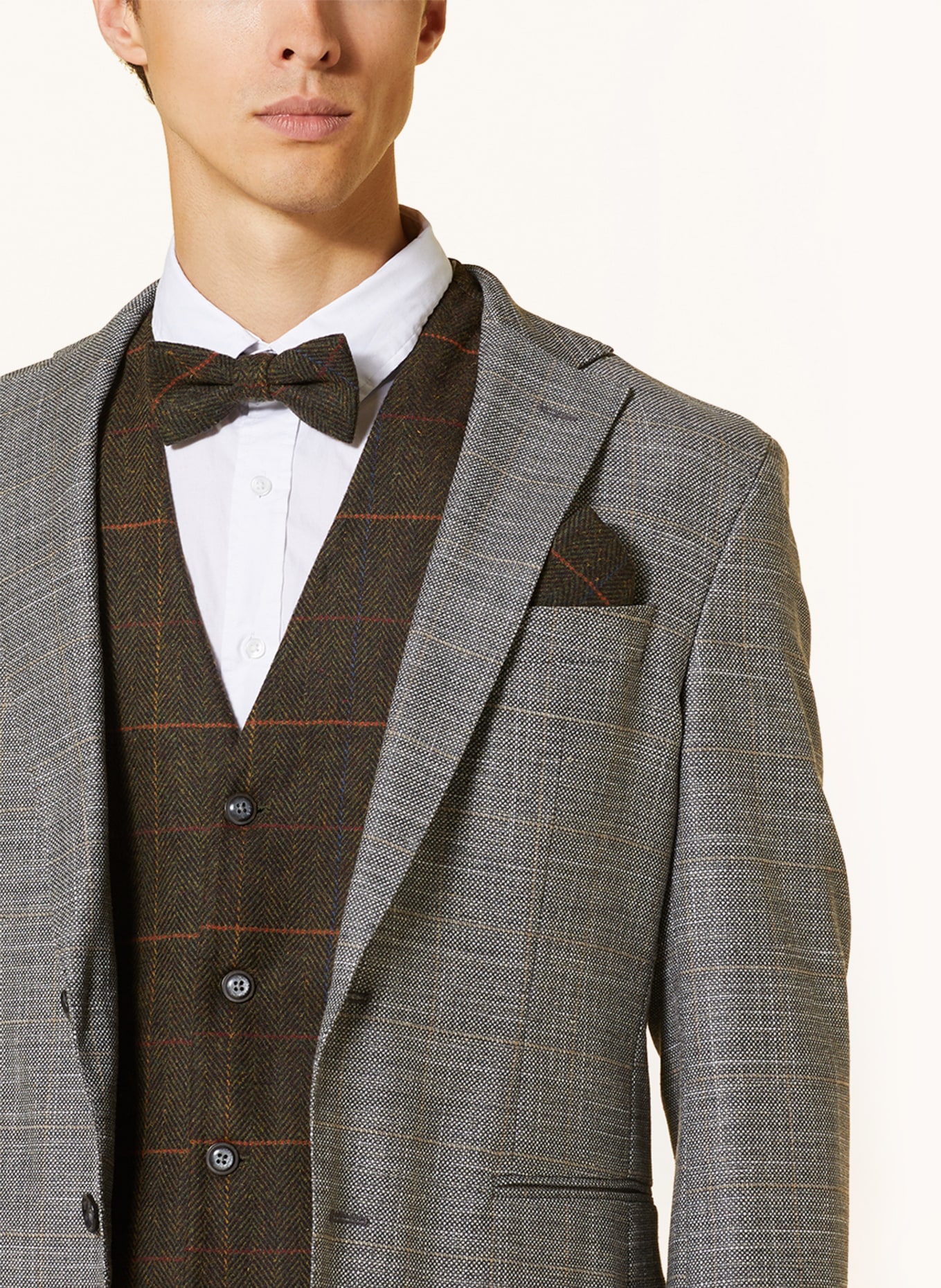 Prince BOWTIE Set: Vest, bow tie and pocket square, Color: BROWN/ GREEN/ ORANGE (Image 5)