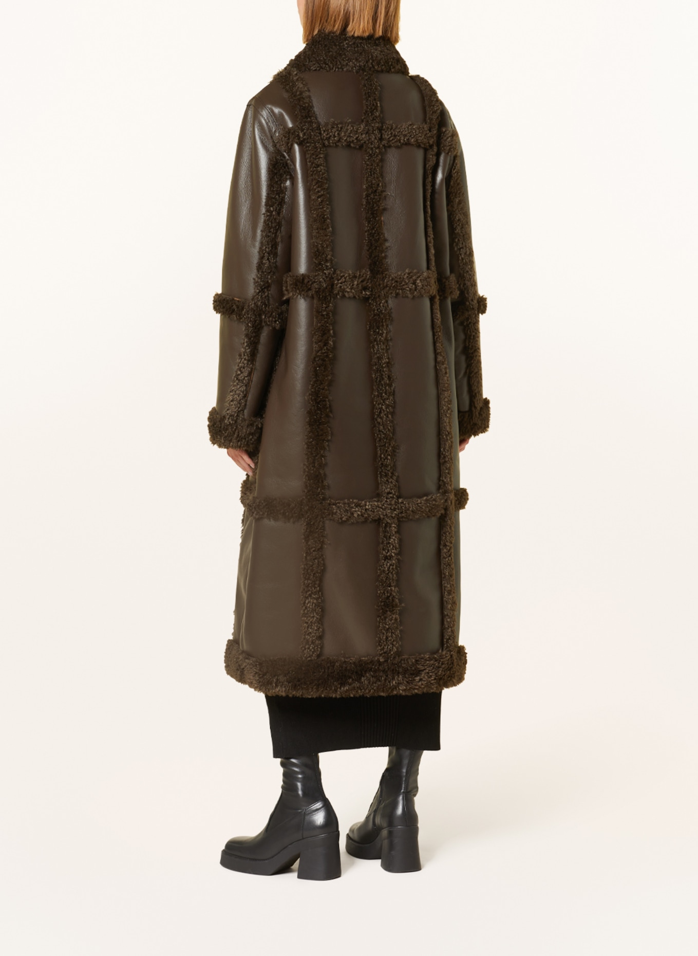 STAND STUDIO Coat PATRICE in leather look, Color: DARK BROWN (Image 3)