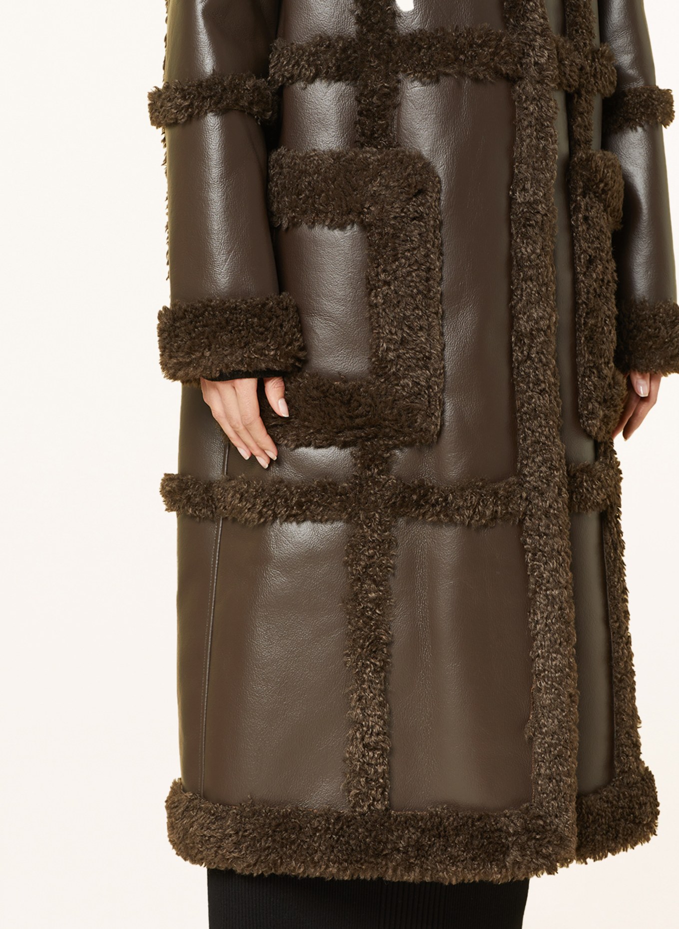 STAND STUDIO Coat PATRICE in leather look, Color: DARK BROWN (Image 4)