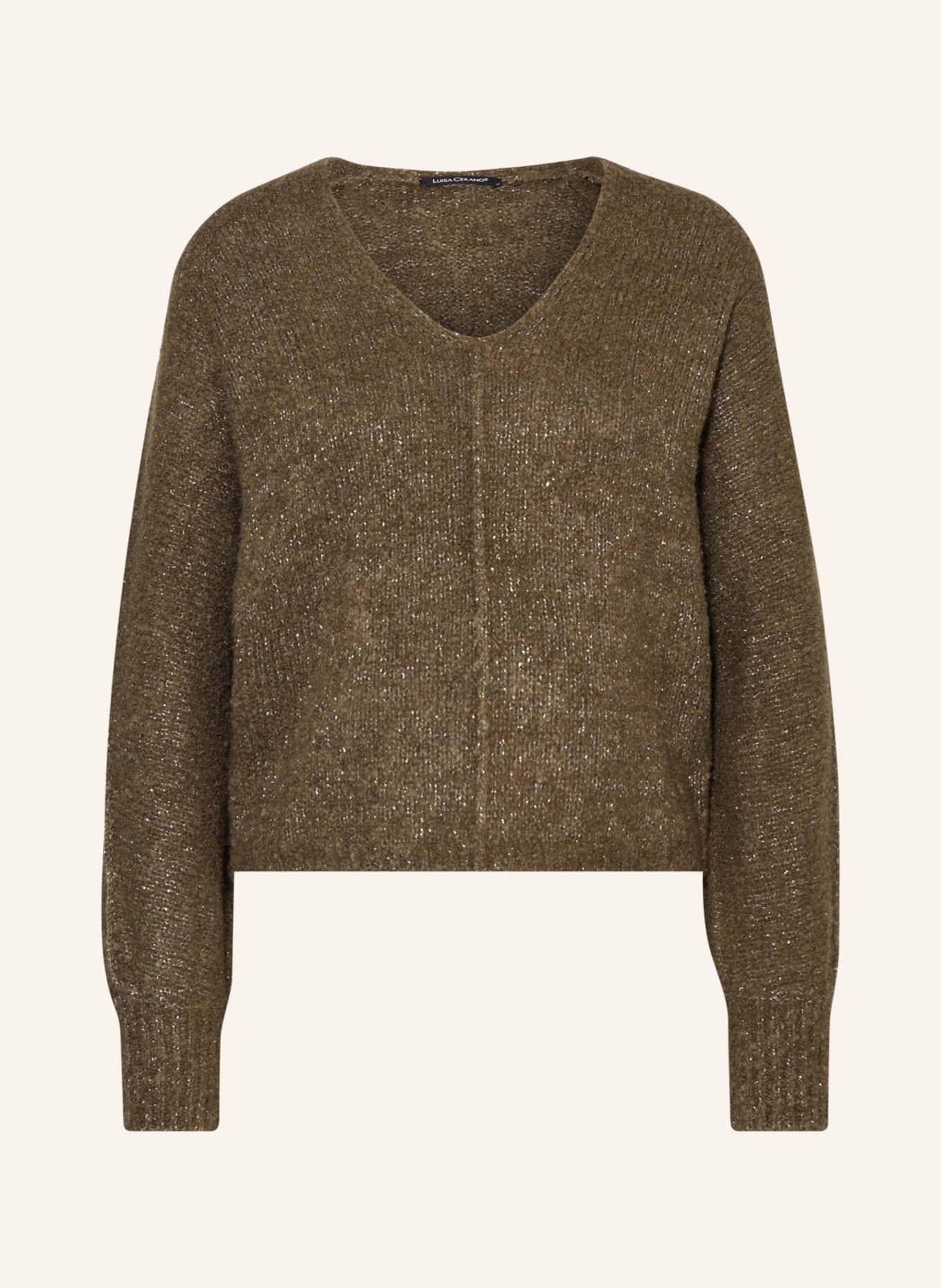 LUISA CERANO Bouclé sweater with glitter thread, Color: KHAKI (Image 1)