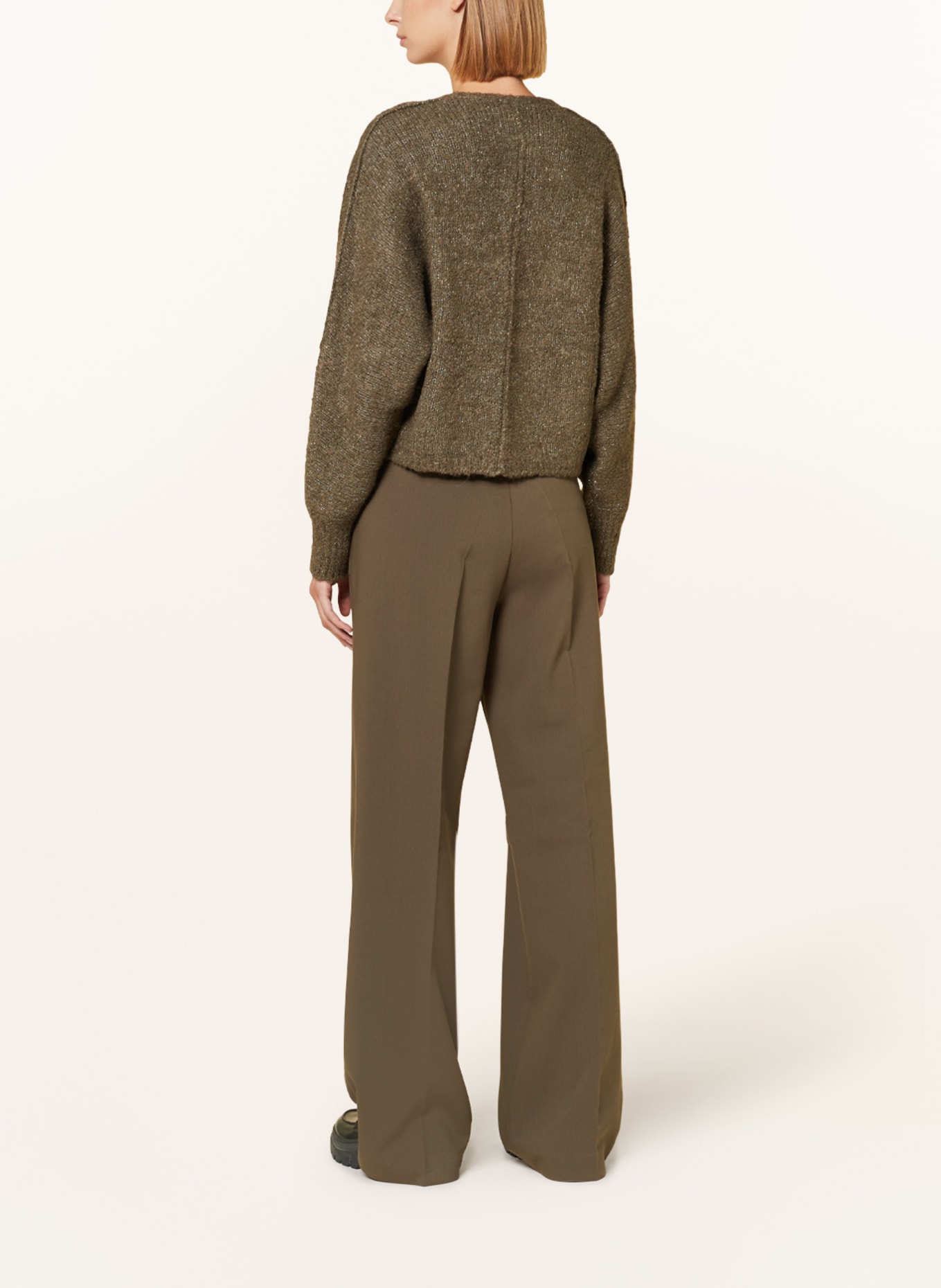 LUISA CERANO Bouclé sweater with glitter thread, Color: KHAKI (Image 3)