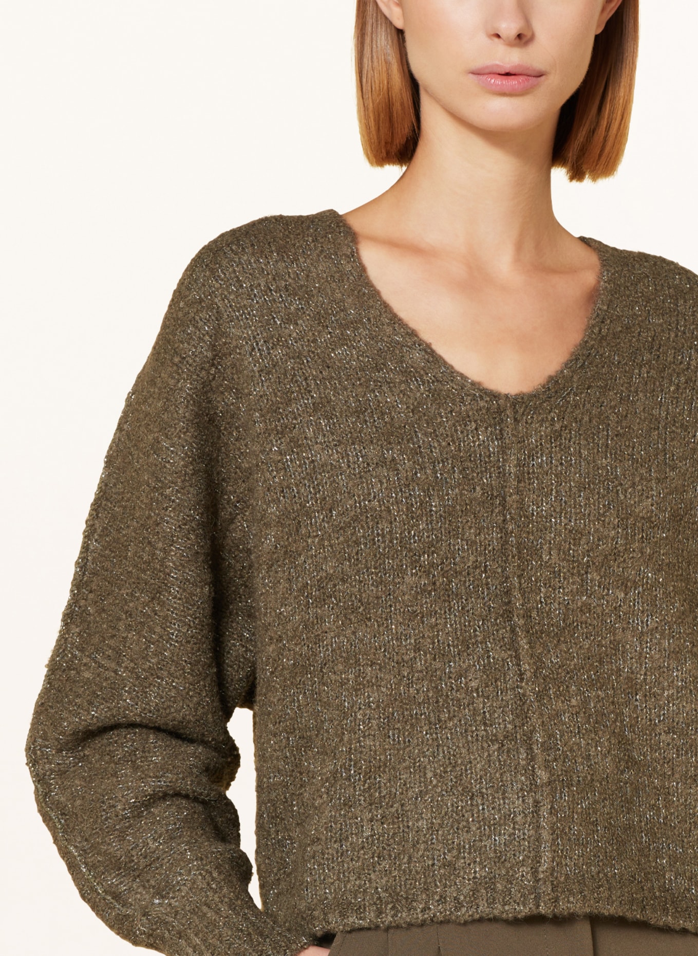 LUISA CERANO Bouclé sweater with glitter thread, Color: KHAKI (Image 4)