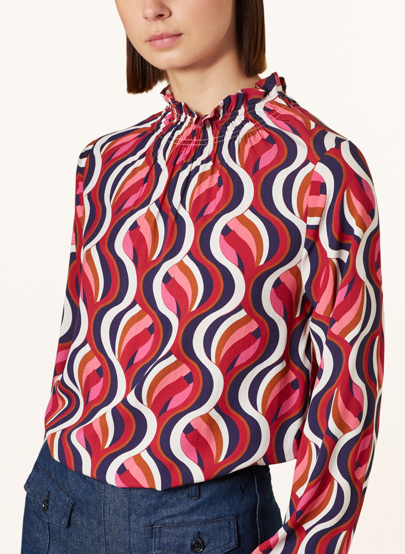 Emily VAN DEN BERGH Shirt blouse, Color: DARK BLUE/ RED/ NEON PINK (Image 4)