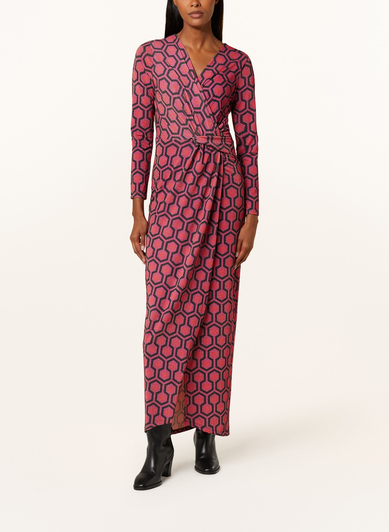 marivie Wrap dress RED CARPET! made of jersey with glitter thread, Color: PINK/ LIGHT RED/ BLACK (Image 2)