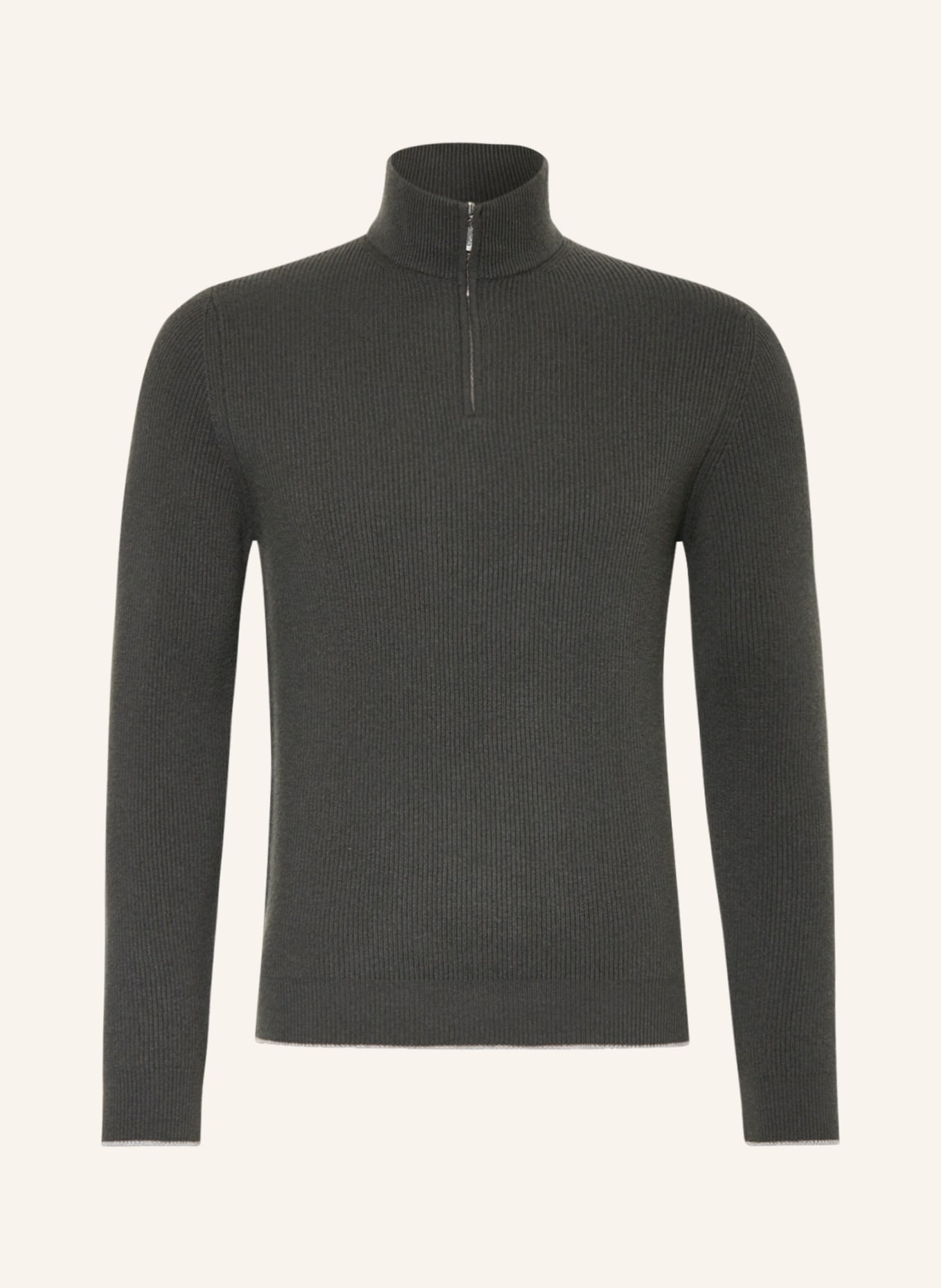 FEDELI Cashmere half-zip sweater, Color: DARK GRAY (Image 1)