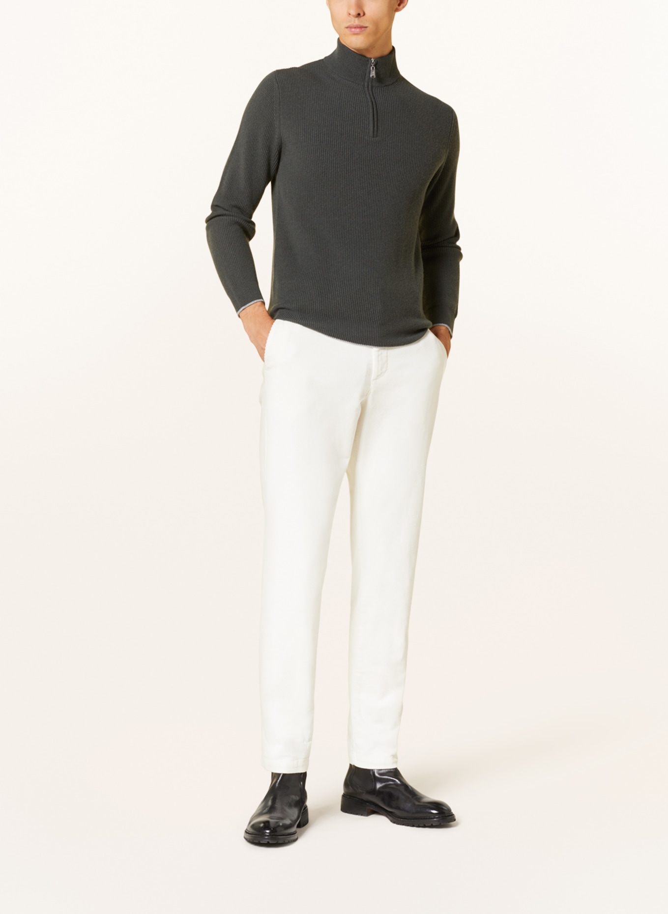FEDELI Cashmere half-zip sweater, Color: DARK GRAY (Image 2)