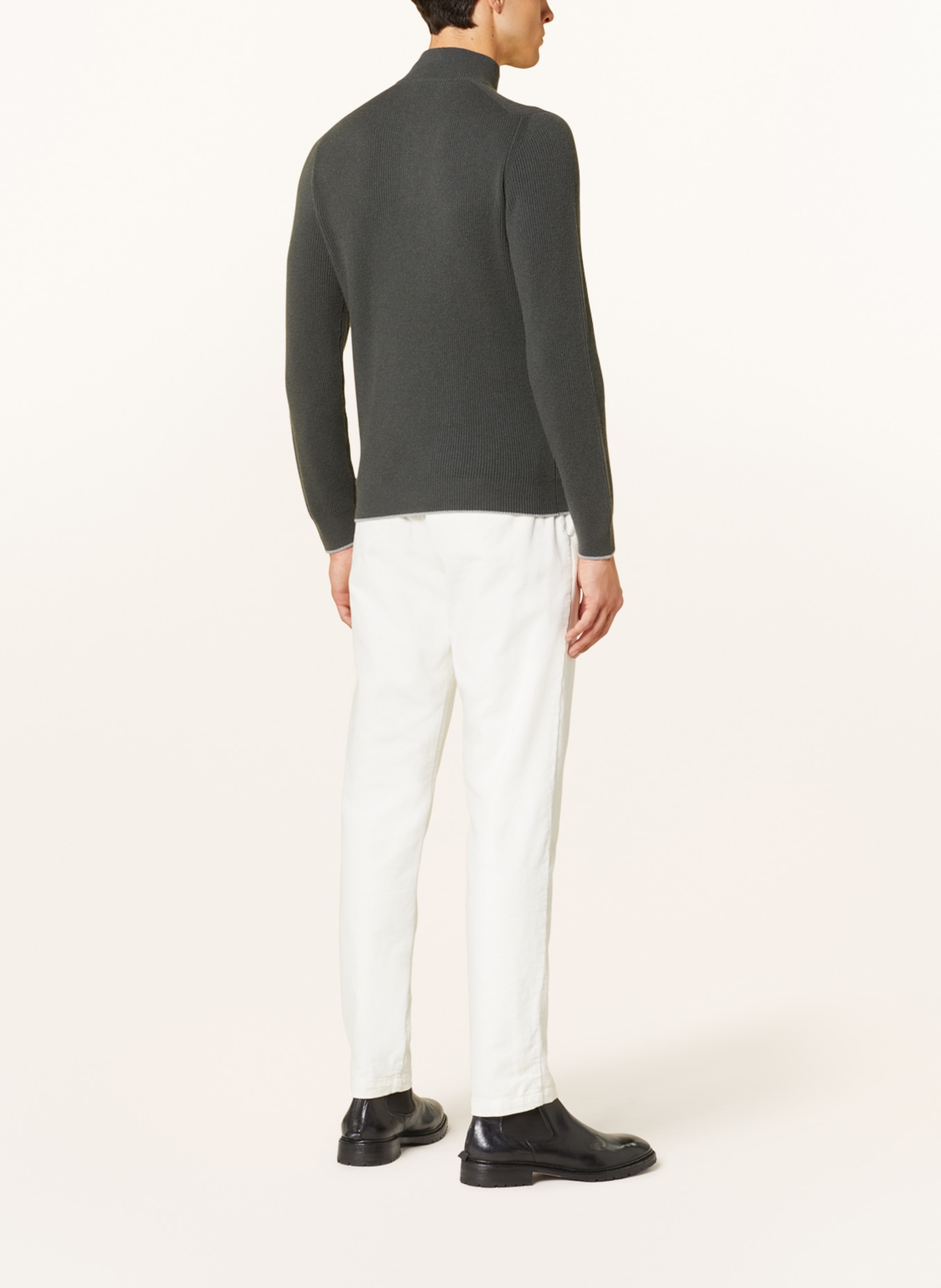 FEDELI Cashmere half-zip sweater, Color: DARK GRAY (Image 3)