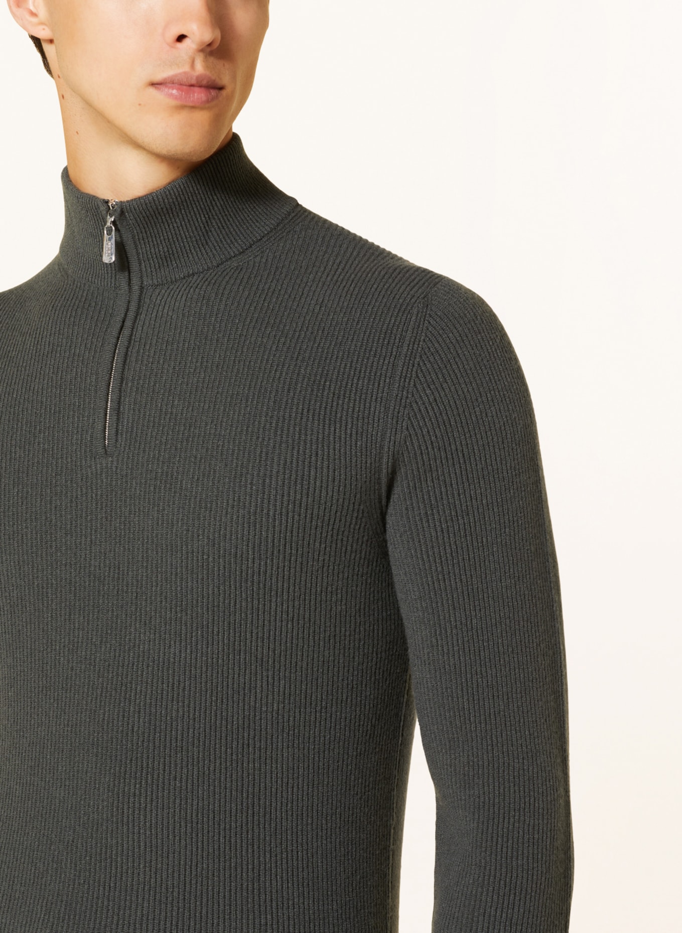 FEDELI Cashmere half-zip sweater, Color: DARK GRAY (Image 4)