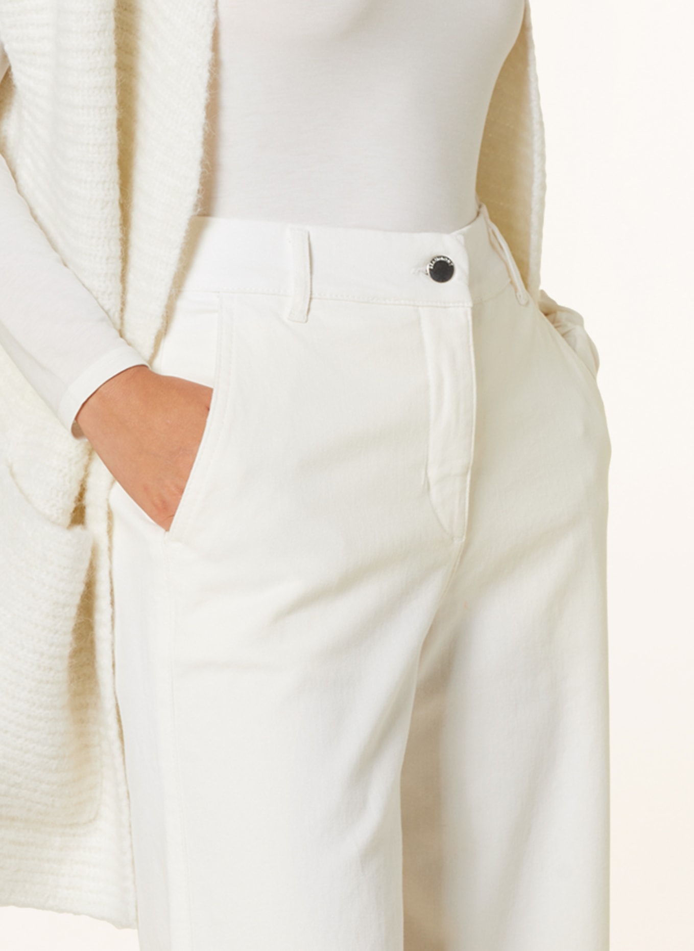 BEAUMONT Wide leg trousers ROSE in denim look in cream