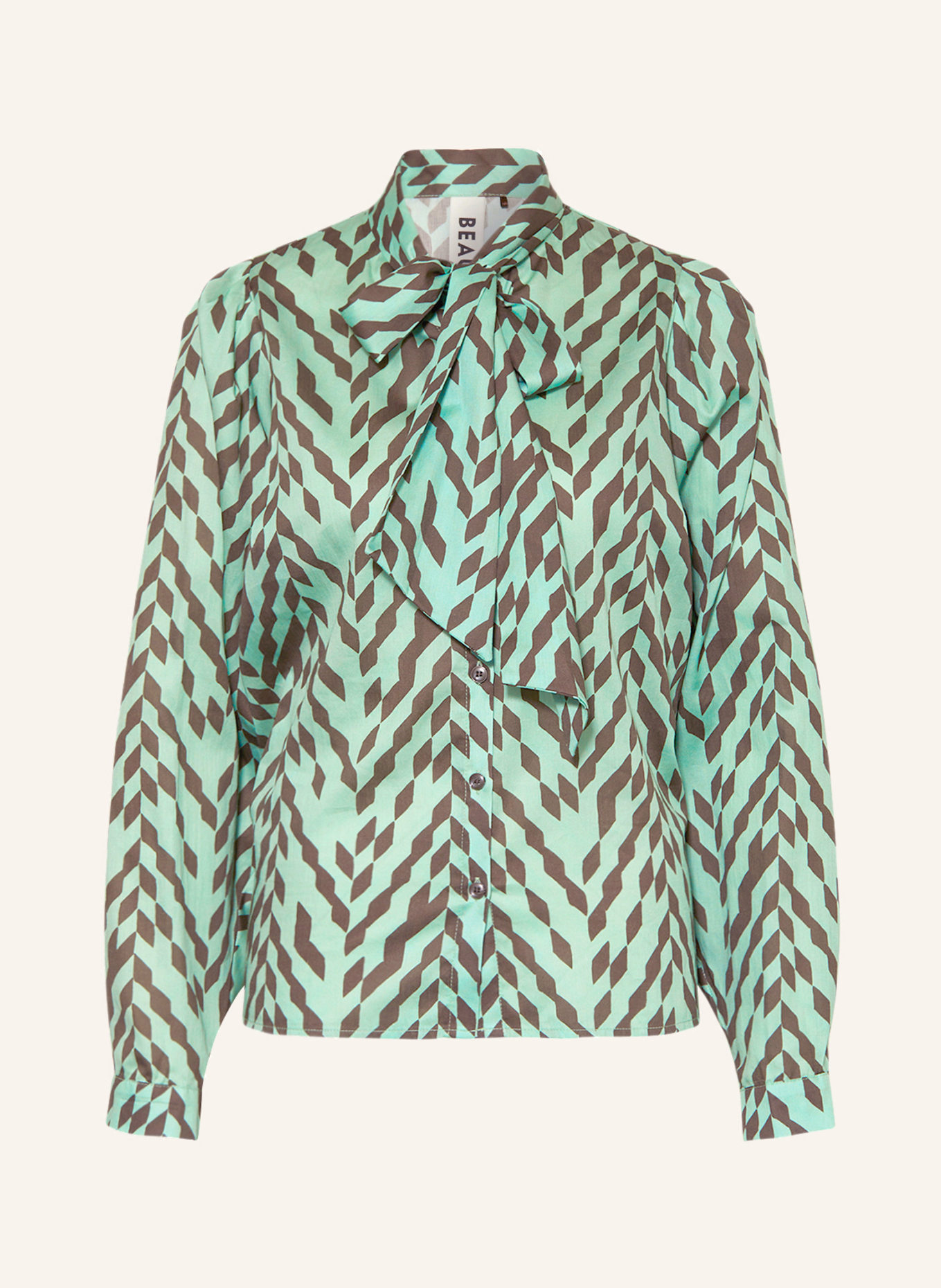 BEAUMONT Bow-tie blouse KIM, Color: LIGHT GREEN/ BROWN (Image 1)