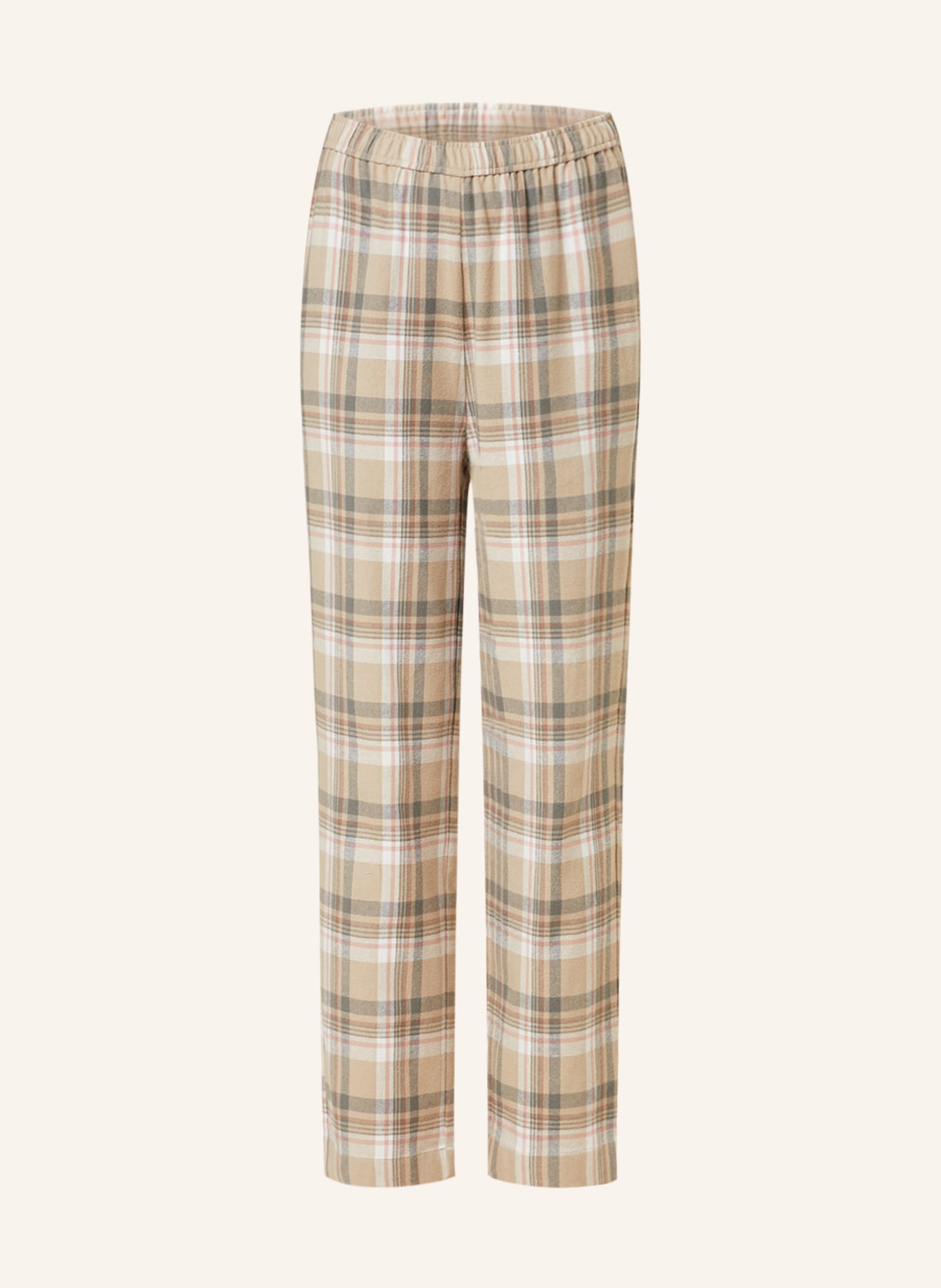 darling harbour Pajama pants in flannel, Color: BEIGE/ ECRU/ ROSE (Image 1)