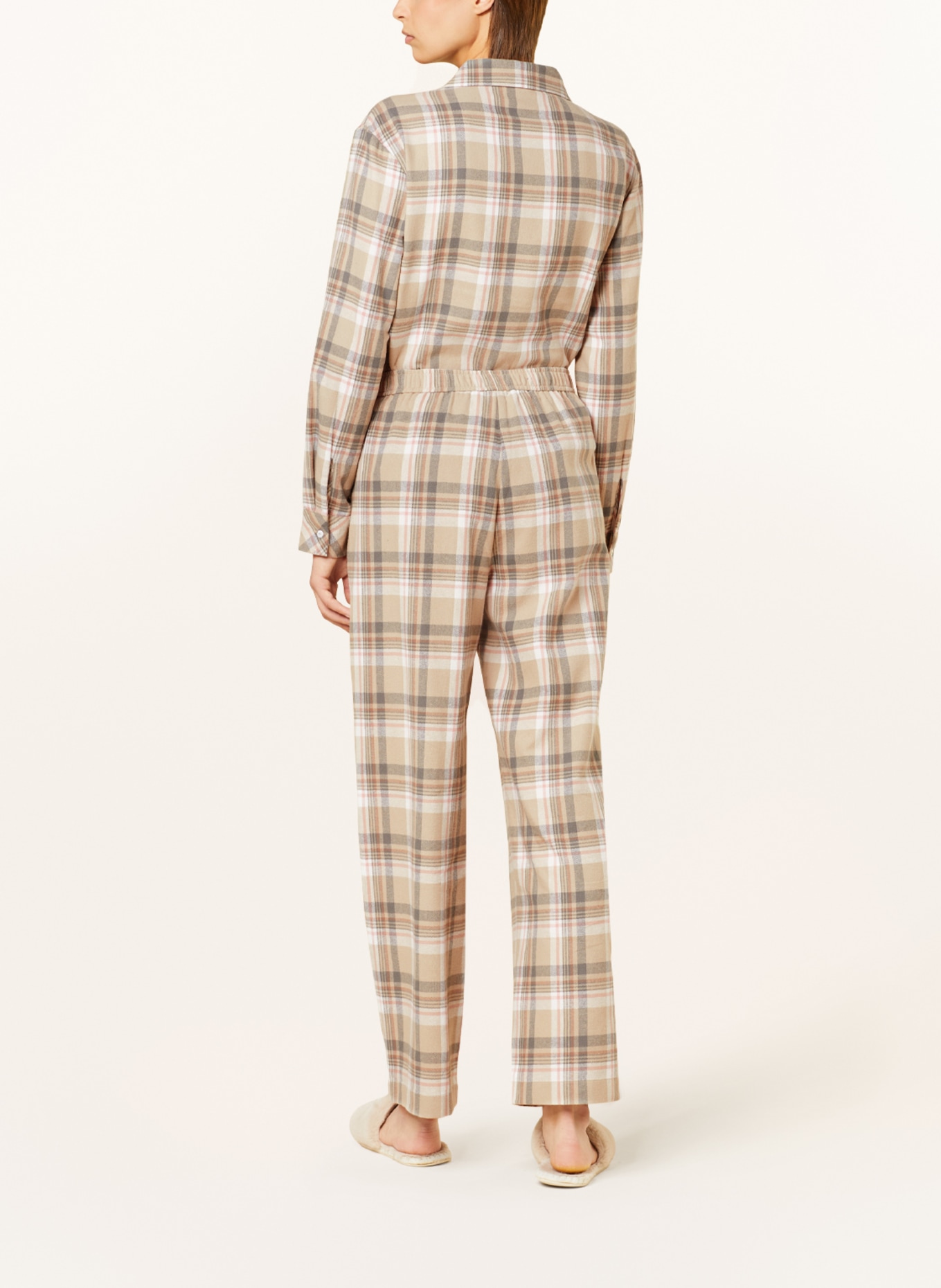 darling harbour Pajama pants in flannel, Color: BEIGE/ ECRU/ ROSE (Image 3)