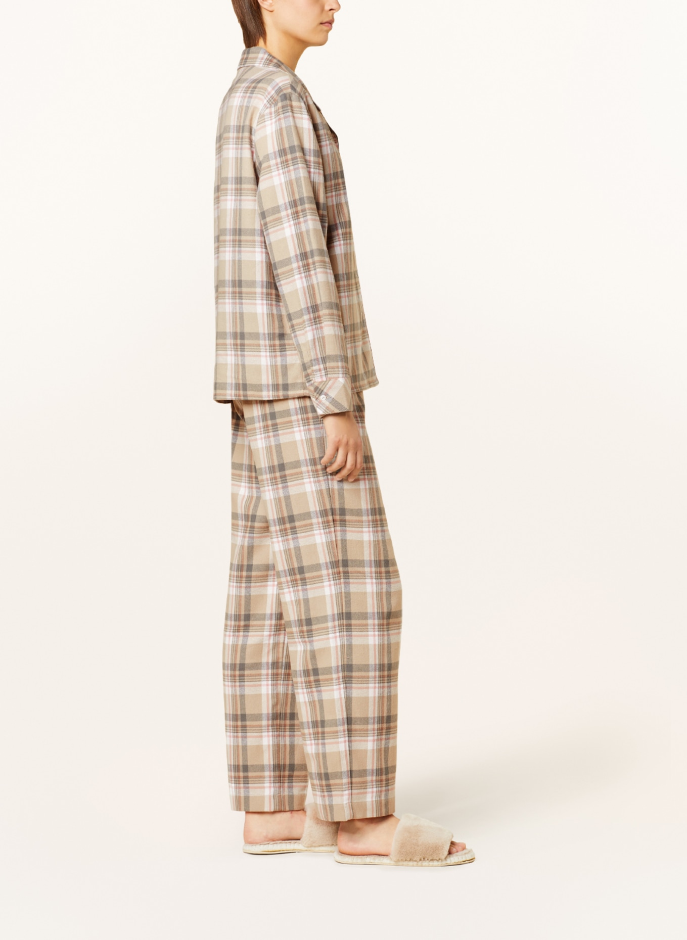 darling harbour Pajama pants in flannel, Color: BEIGE/ ECRU/ ROSE (Image 4)