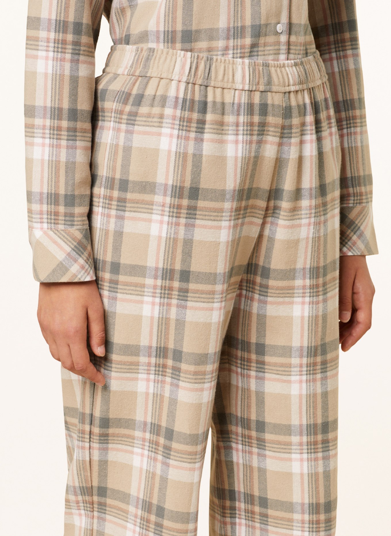darling harbour Pajama pants in flannel, Color: BEIGE/ ECRU/ ROSE (Image 5)