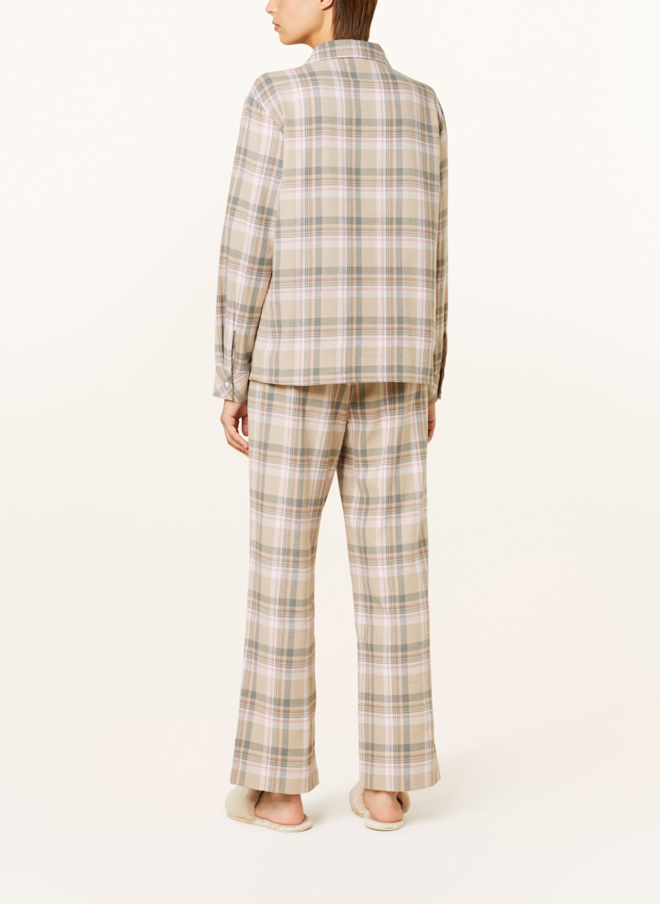 darling harbour Pajama shirt made of flannel, Color: BEIGE/ ECRU/ ROSE (Image 3)