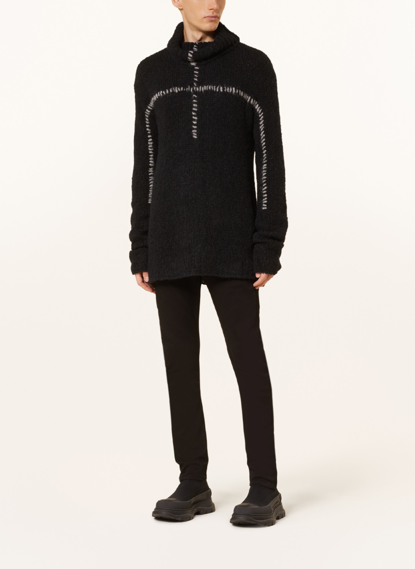 thom/krom Turtleneck sweater with alpaca, Color: BLACK/ LIGHT GRAY (Image 2)