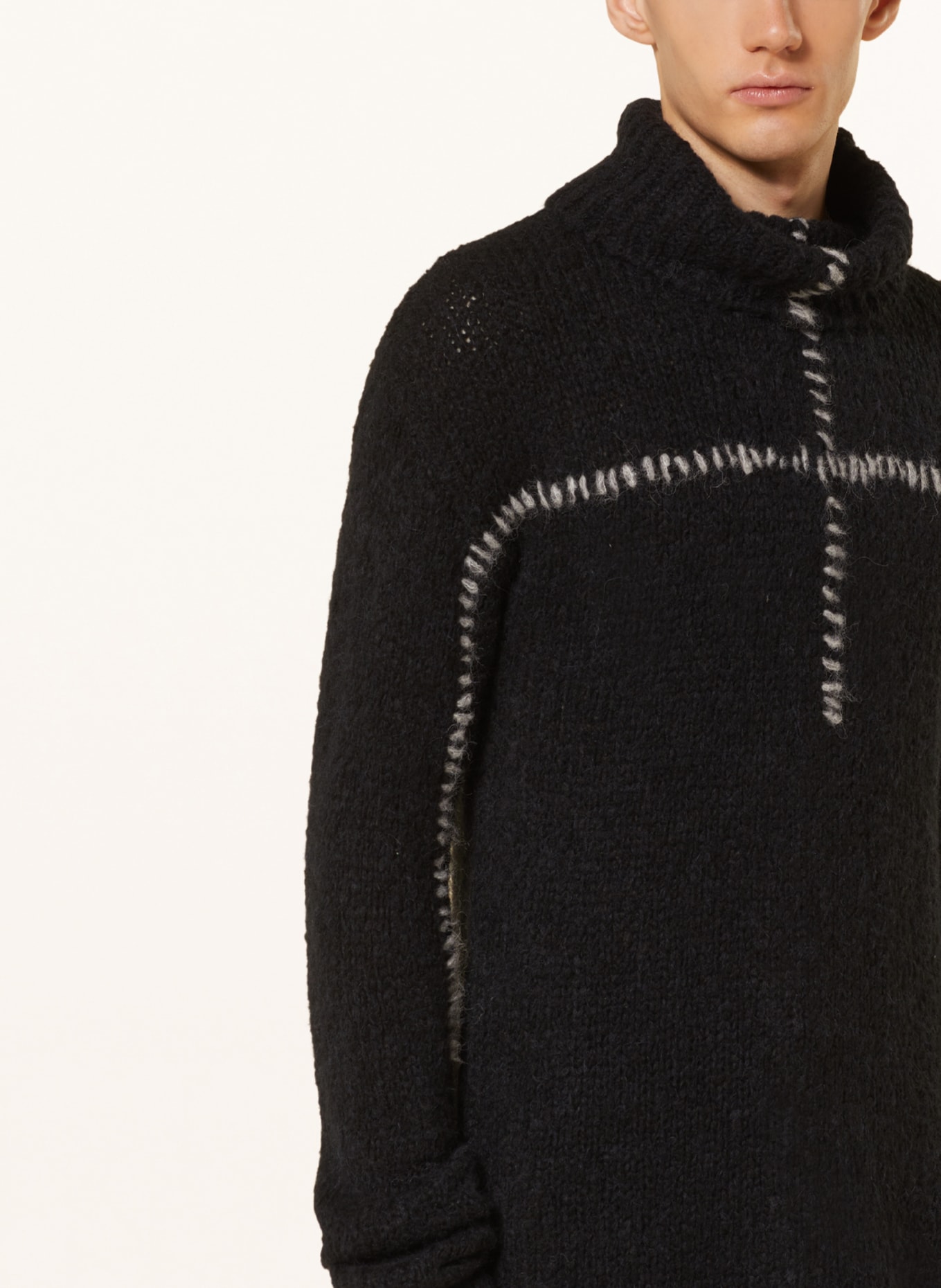 thom/krom Turtleneck sweater with alpaca, Color: BLACK/ LIGHT GRAY (Image 4)