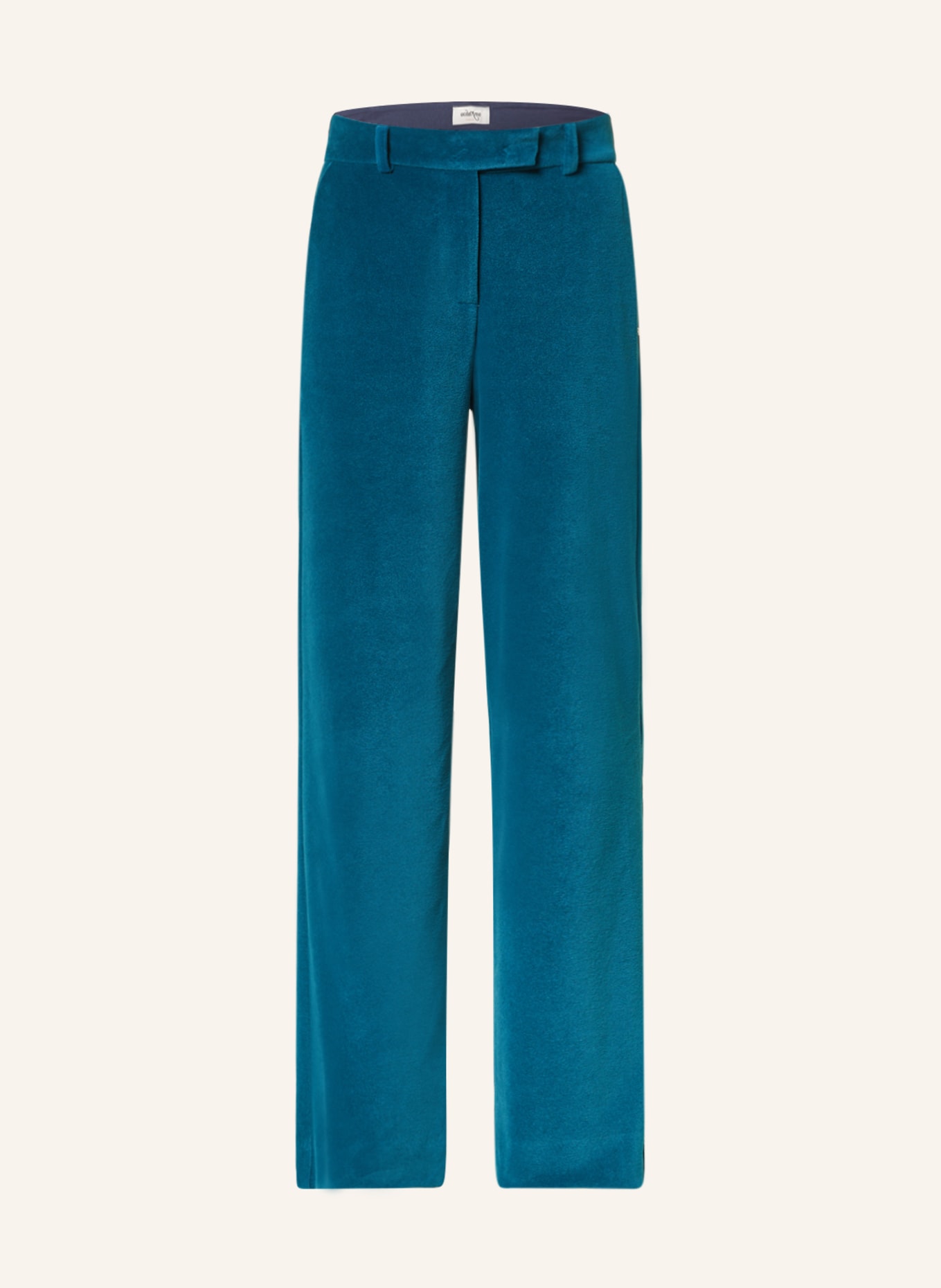 ottod'ame Wide leg trousers made of velvet, Color: TEAL (Image 1)