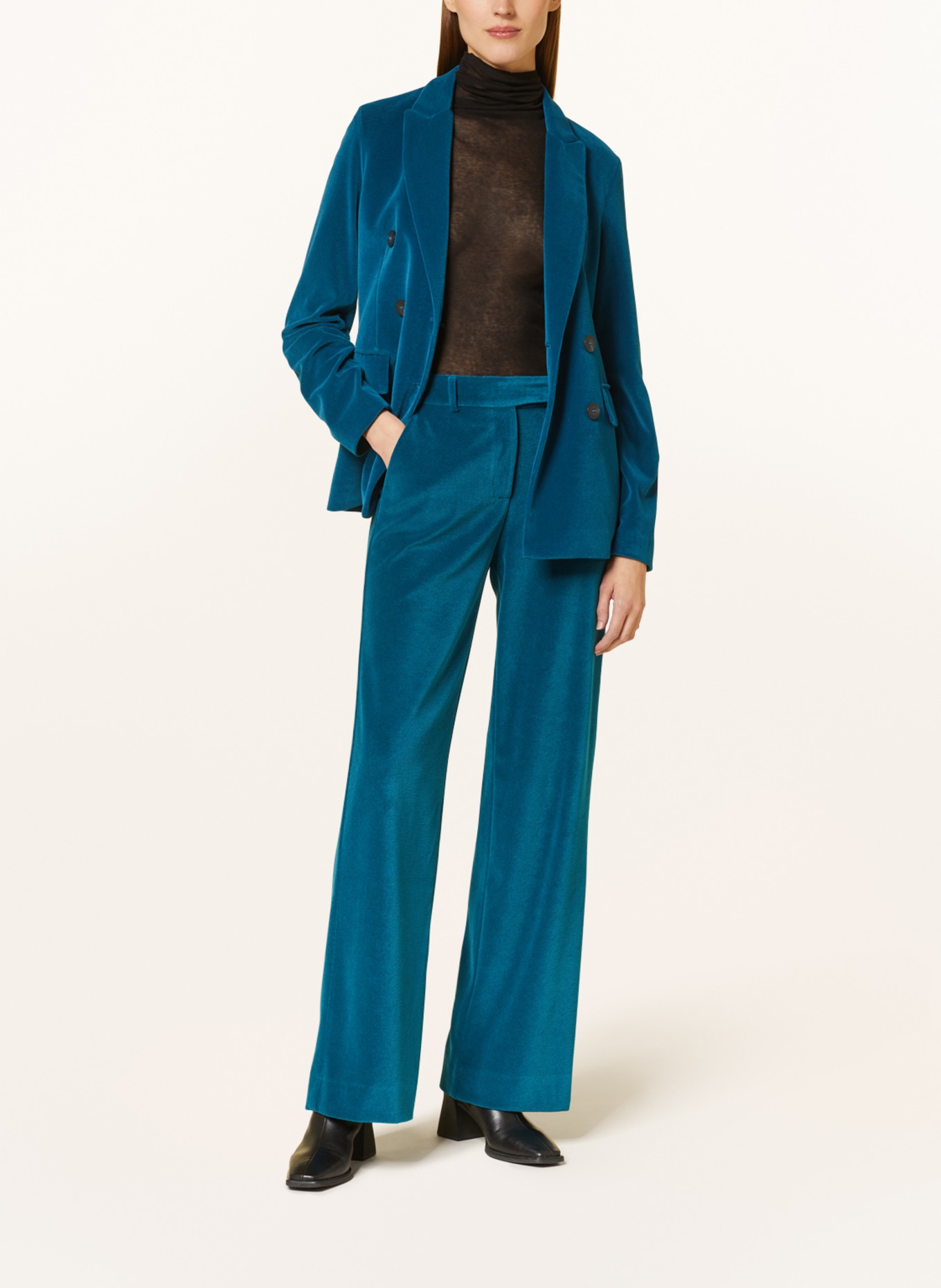 ottod'ame Wide leg trousers made of velvet, Color: TEAL (Image 2)